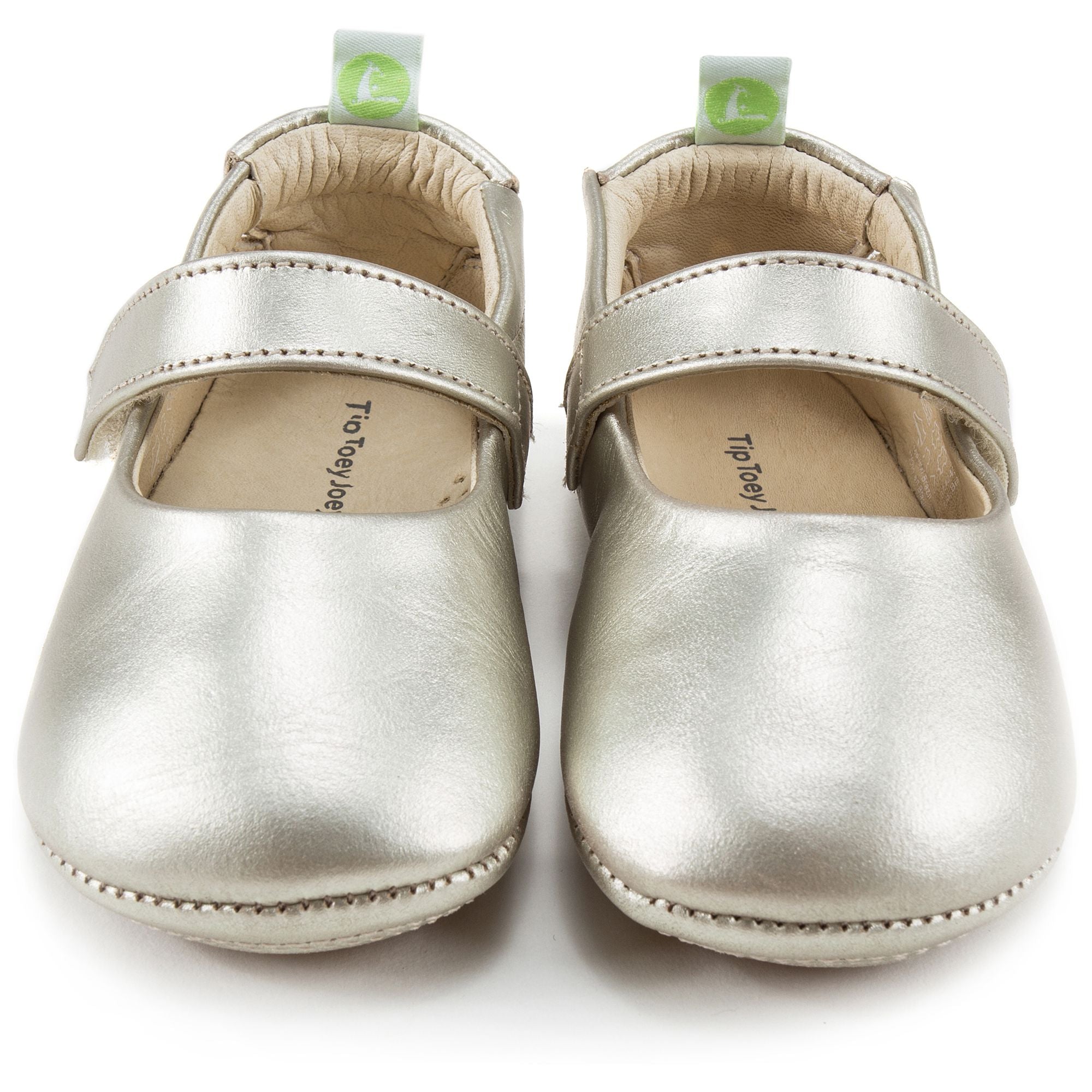 Baby Girls White Gold Leather Shoes