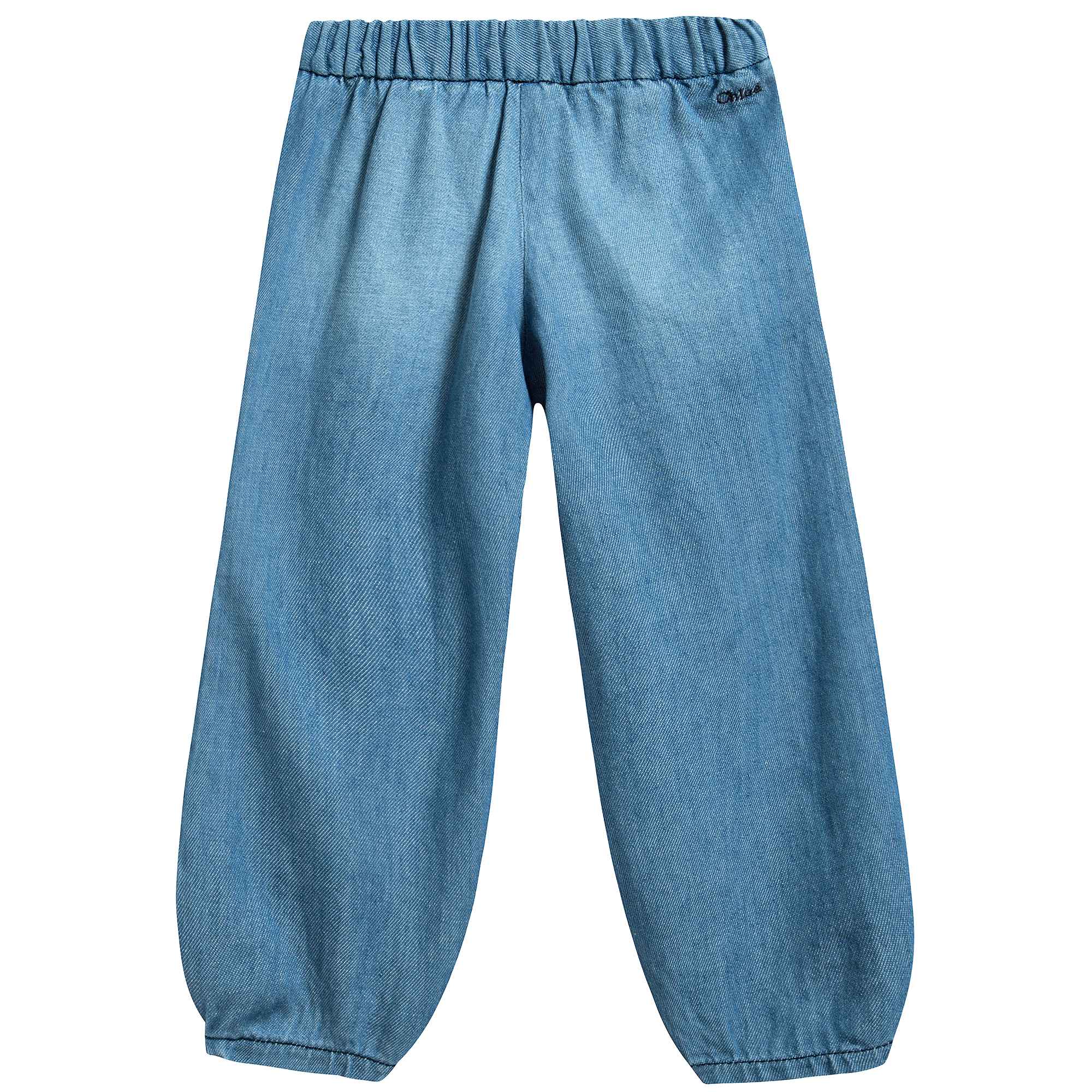 Baby Girls Denim Blue Cotton Trousers