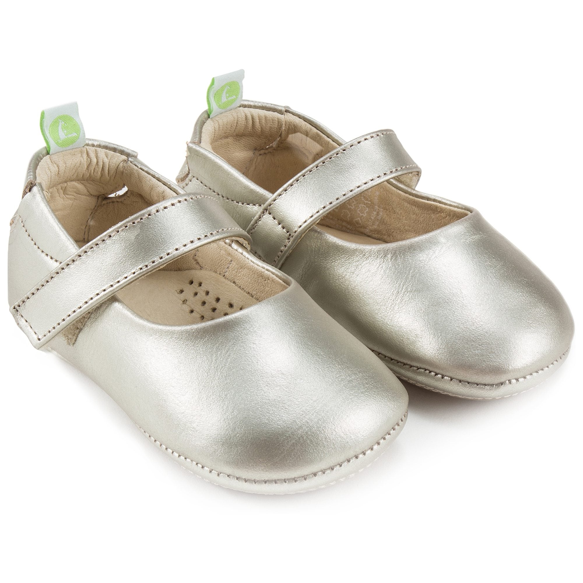 Baby Girls White Gold Leather Shoes