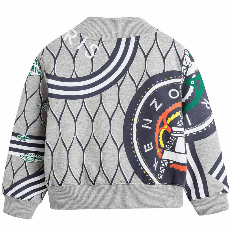 Boys Marl Grey Allover Embroidered Trims Cardigan - CÉMAROSE | Children's Fashion Store - 8