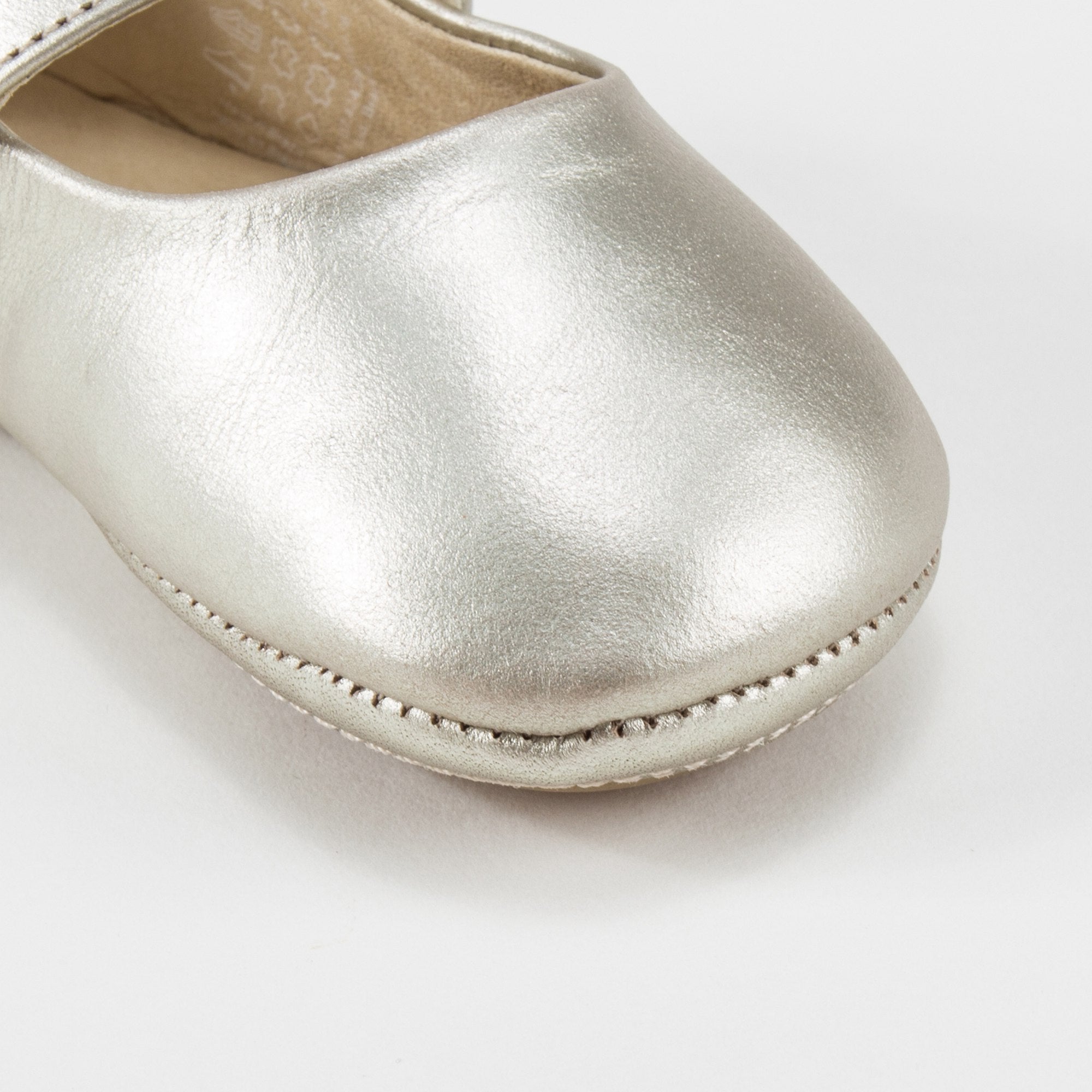 Baby Girls White Gold Leather Shoes
