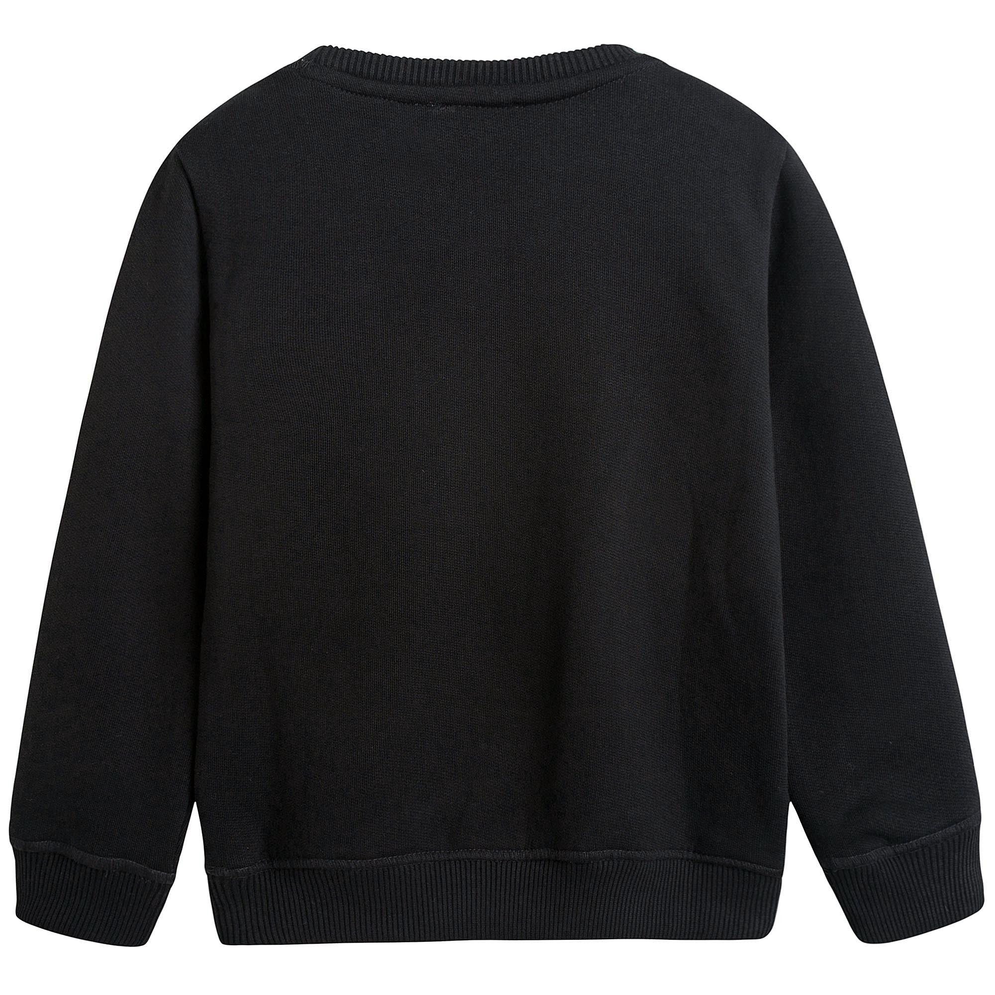 Girls Black Embroidered Tiger Head Cotton Sweatshirt - CÉMAROSE | Children's Fashion Store - 7