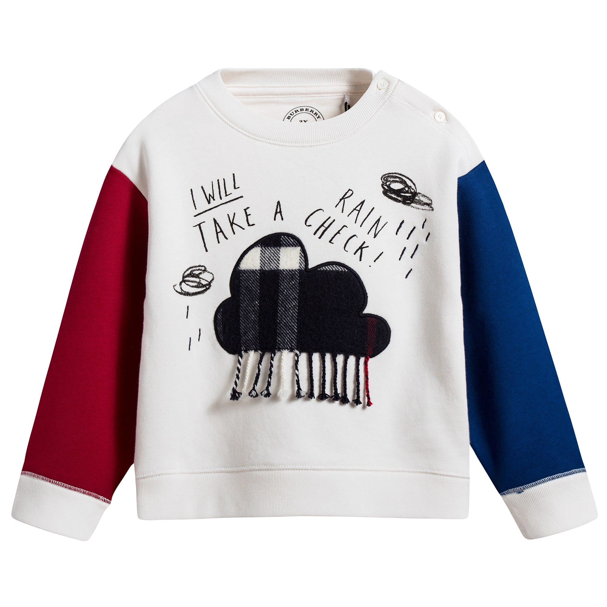 Baby  Boys  White  鈥淔laky clouds鈥?  Cotton   Sweatshirt