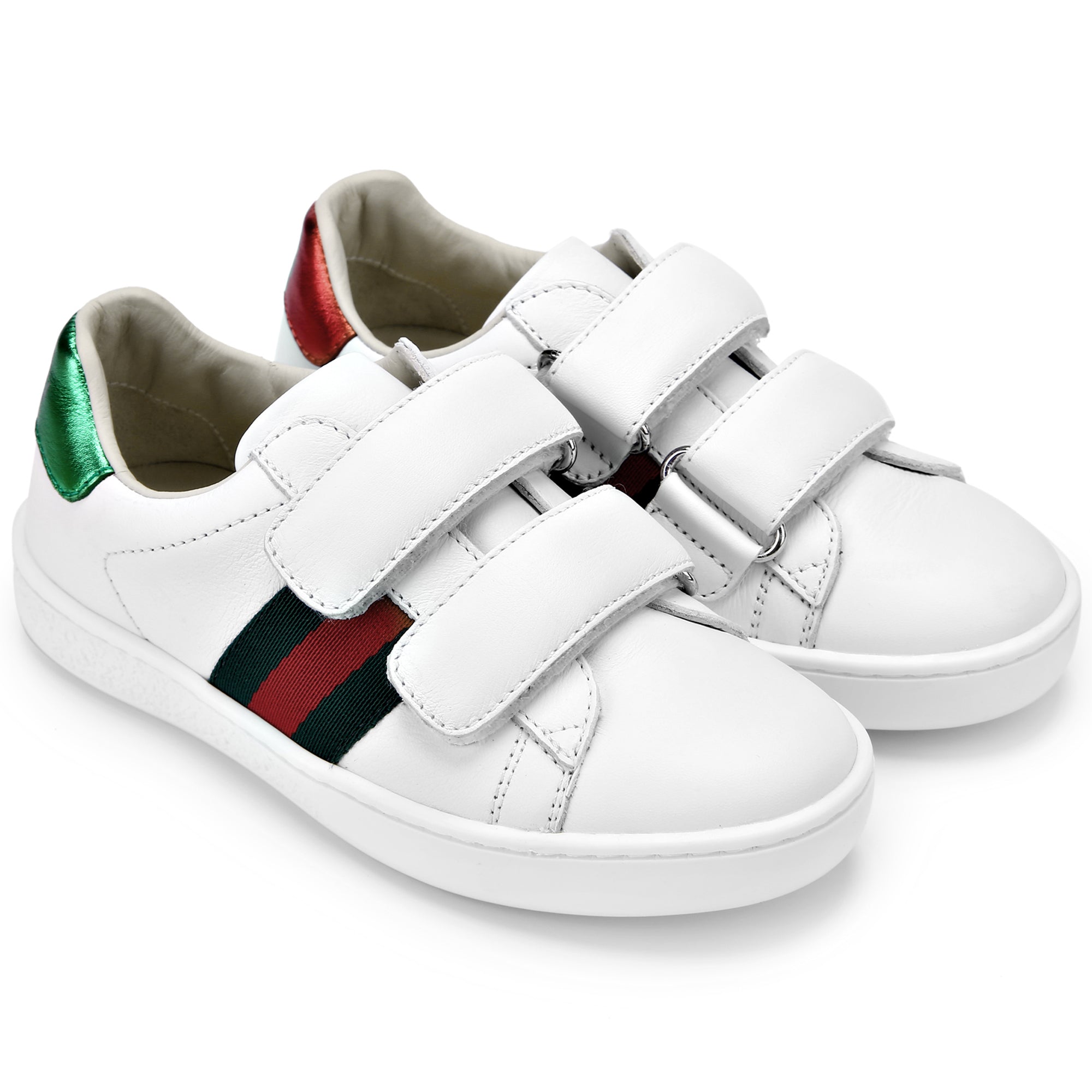 Girls White Leather Trainers