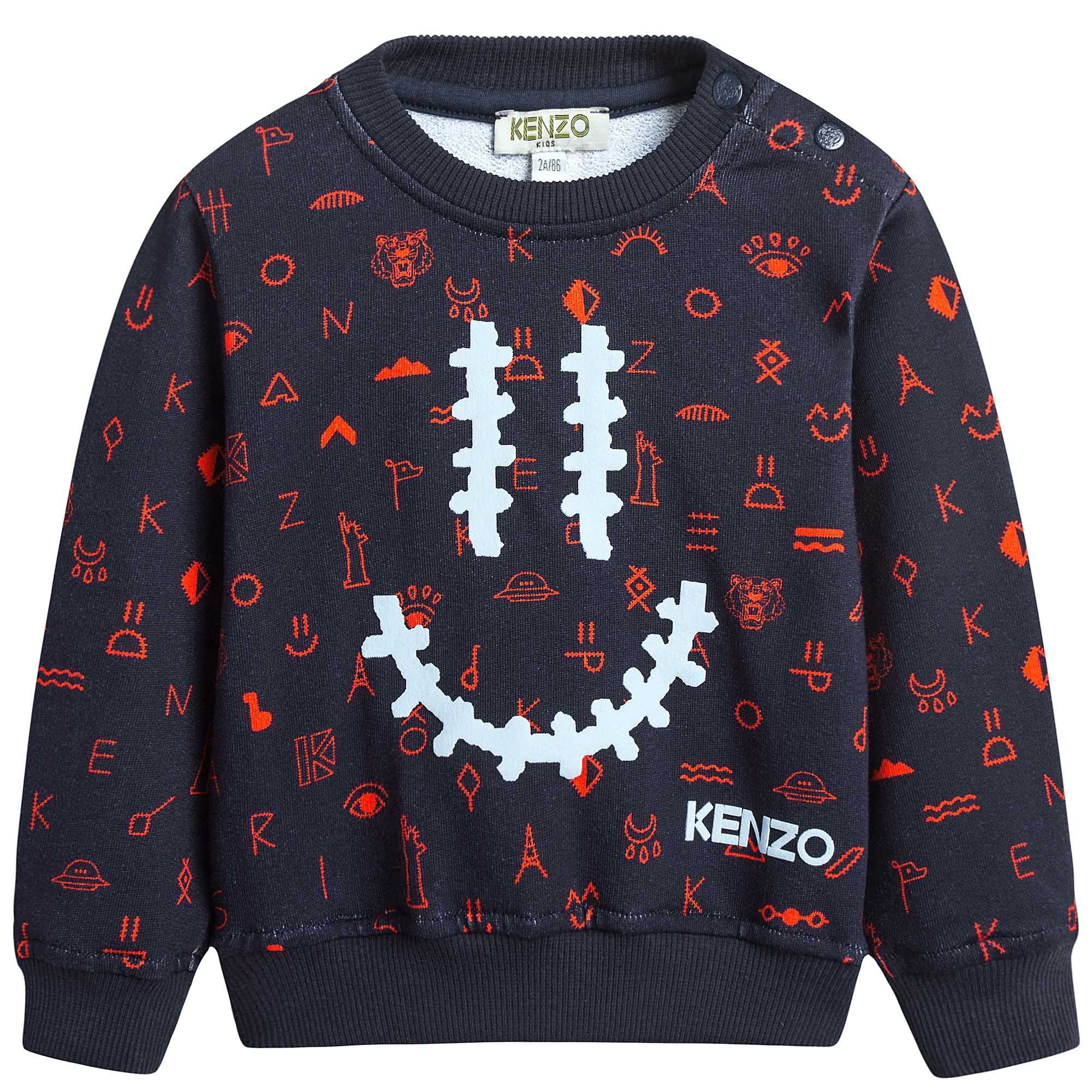 Baby Boys Navy Blue Allover Printed Sweatshirt - CÉMAROSE | Children's Fashion Store - 1