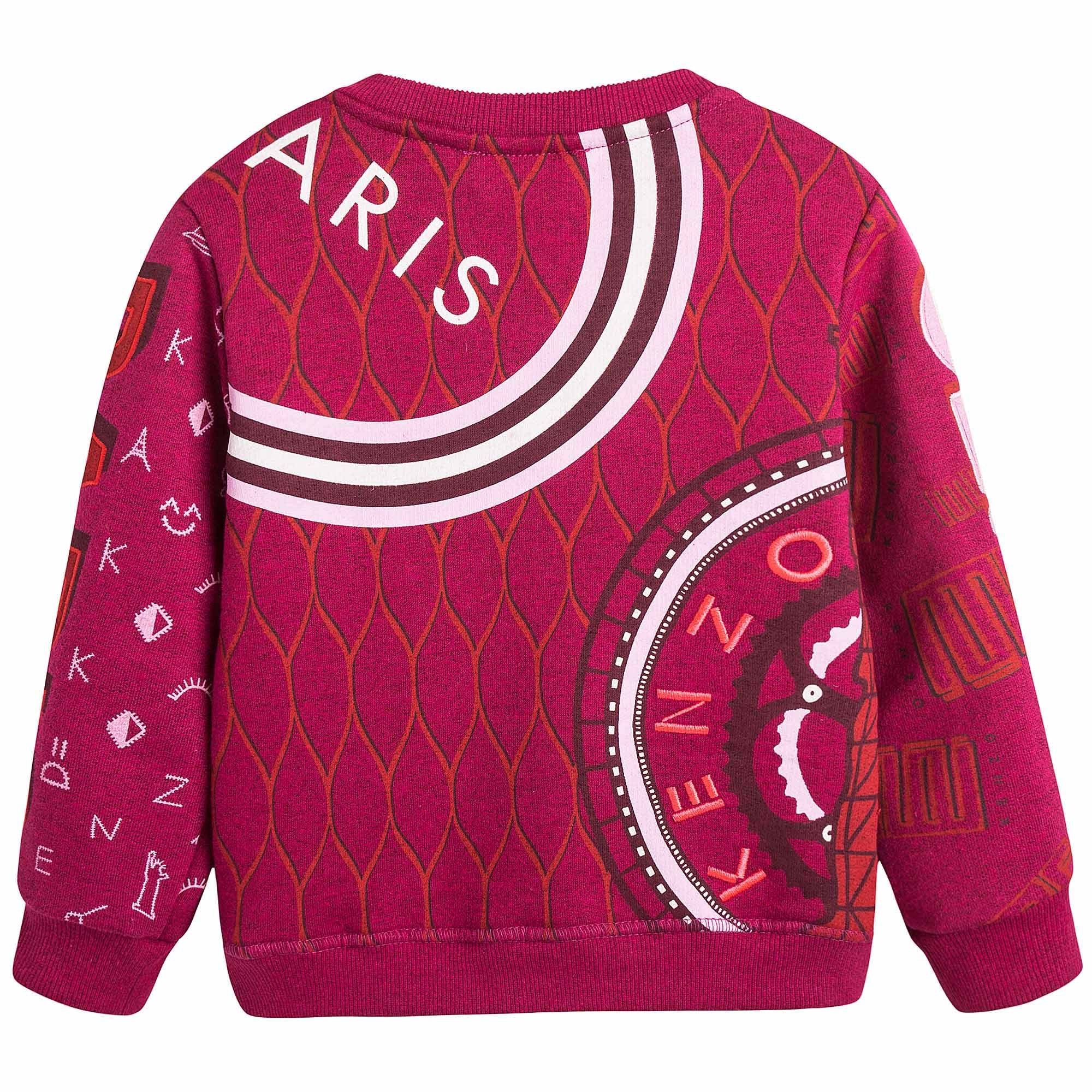 Girls Dark Pink Allover Embroidered Trims Sweatshirt - CÉMAROSE | Children's Fashion Store - 7