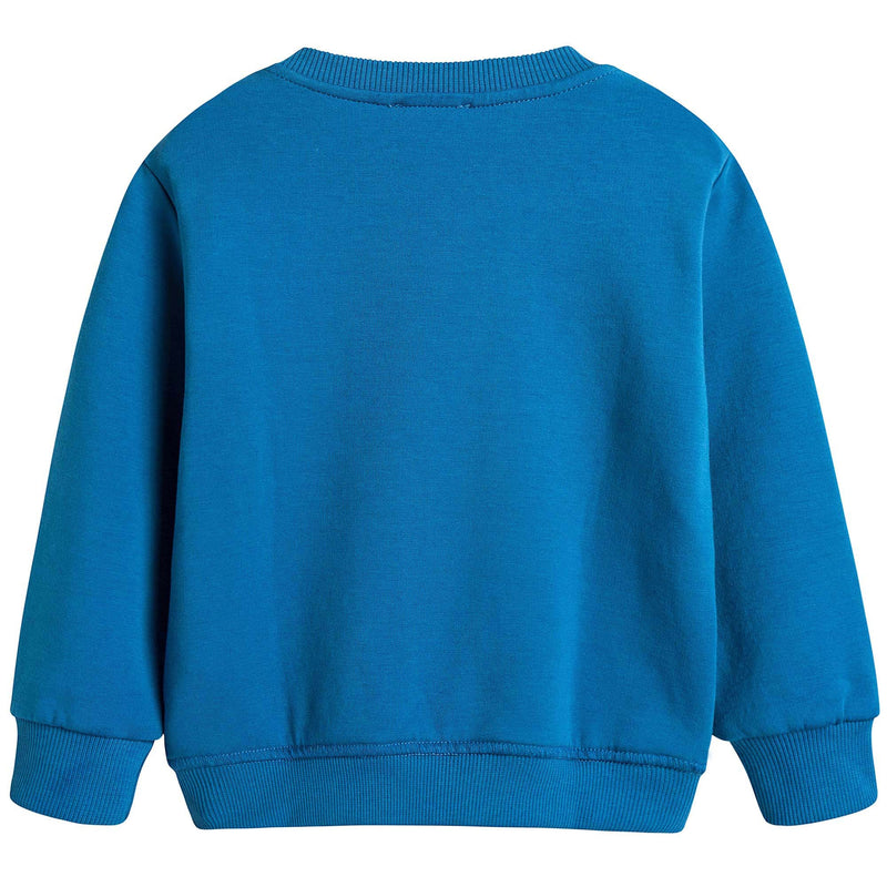 Boys Middle Blue Embroidered Tiger Head Cotton Sweatshirt - CÉMAROSE | Children's Fashion Store - 7