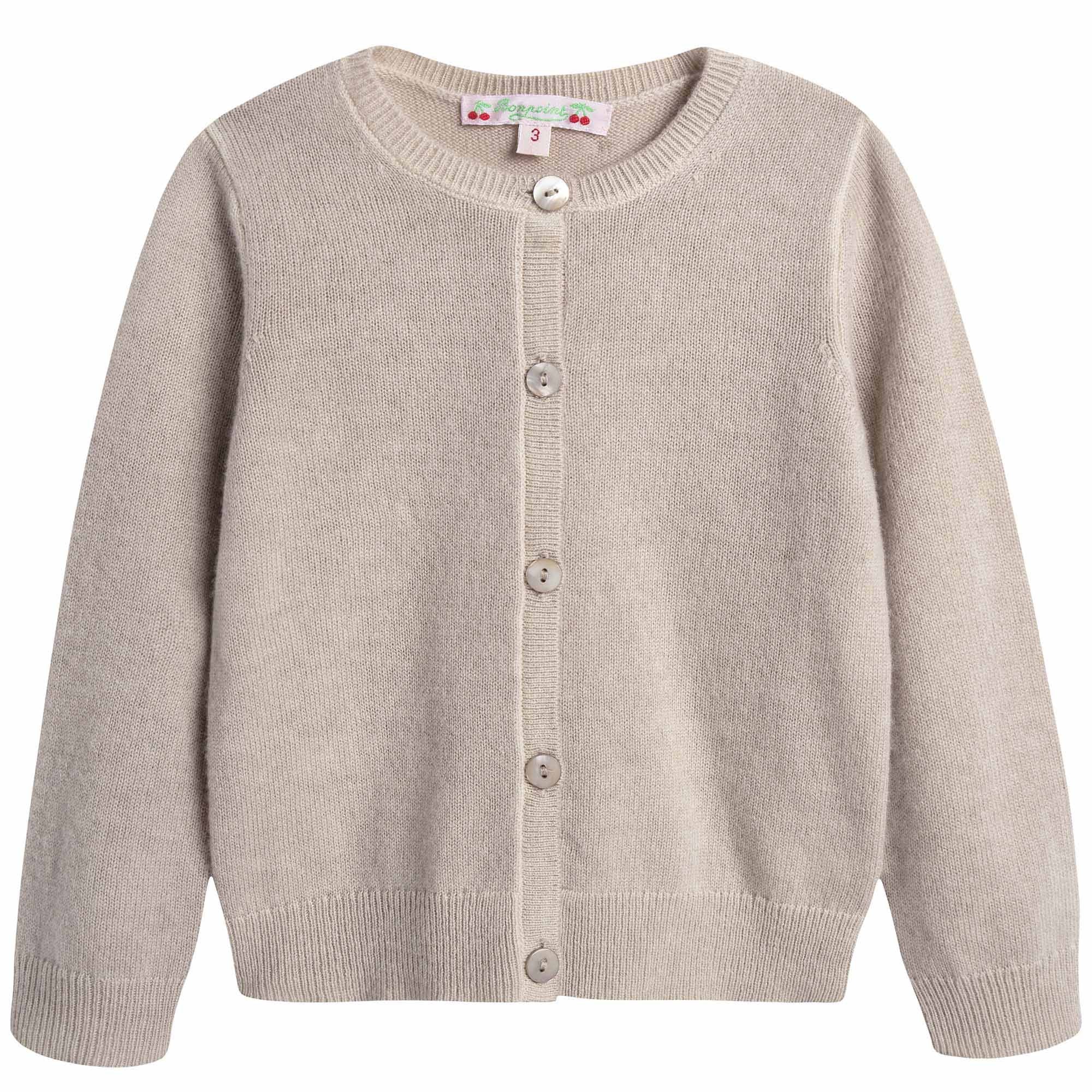 Girls Light Grey Cashmere Sweater - CÉMAROSE | Children's Fashion Store - 1