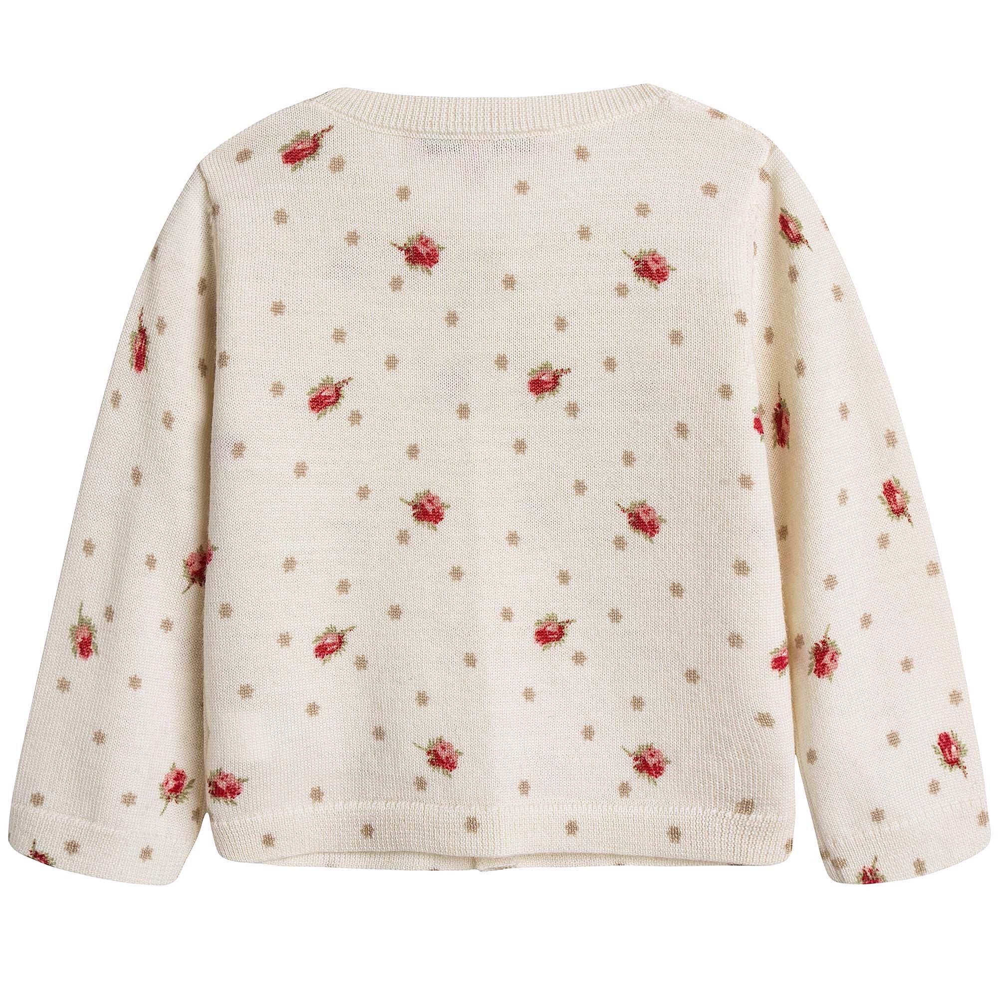 Baby Girls Lvory With Red Flowers Wool Cardigan - CÉMAROSE | Children's Fashion Store - 2