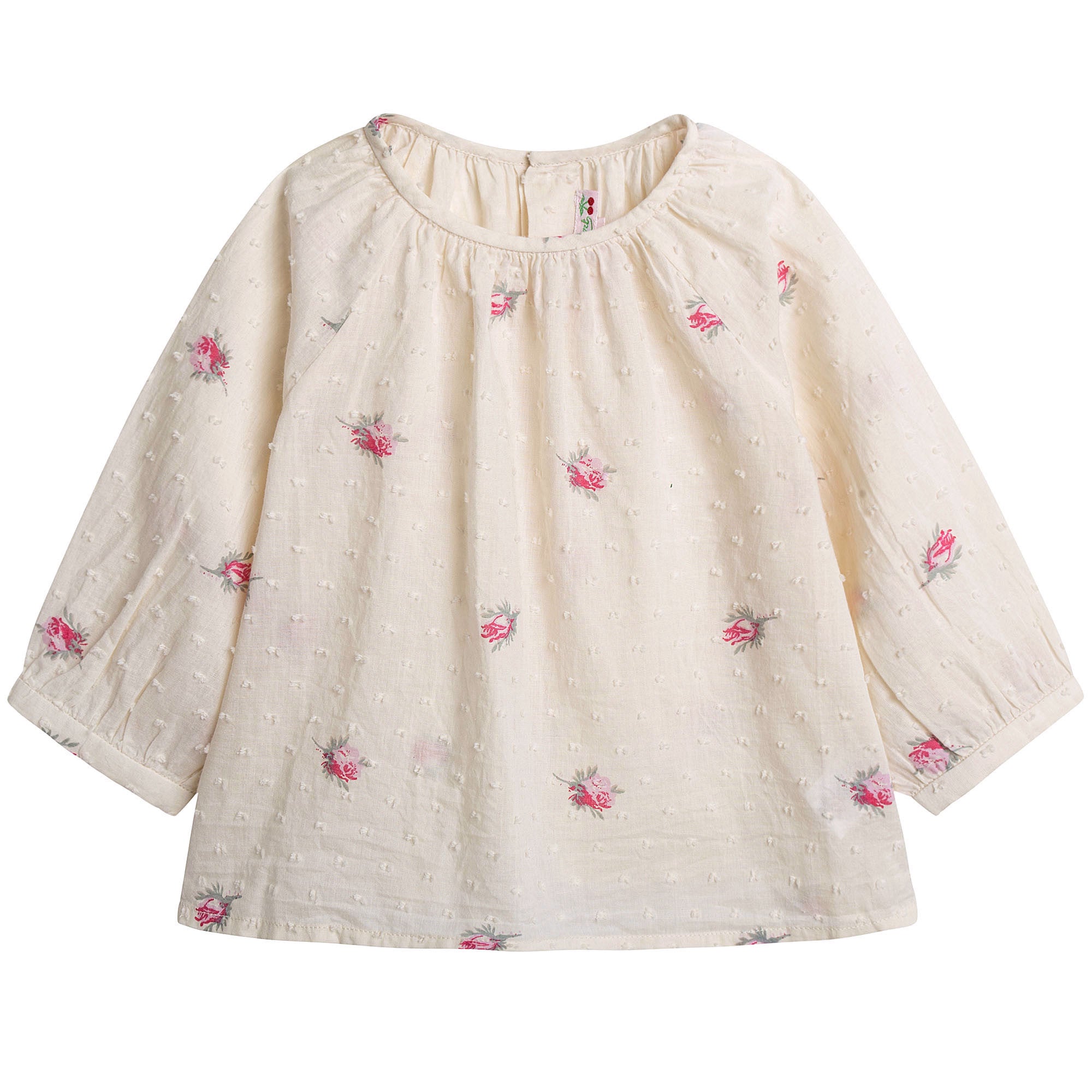 Baby Girls Lvory With Pink Flowers Blouse - CÉMAROSE | Children's Fashion Store - 1