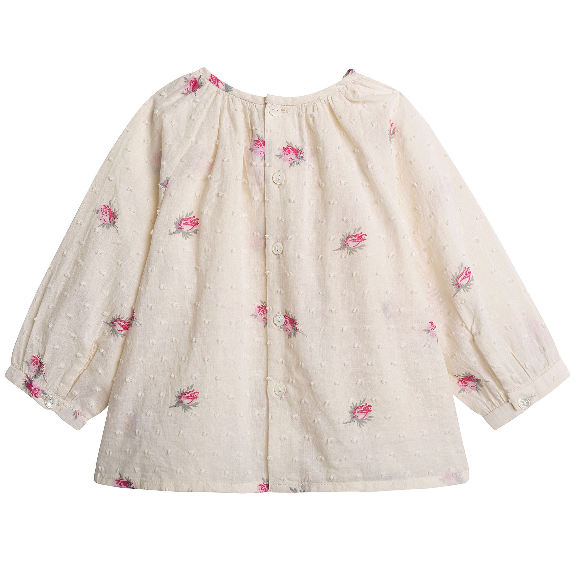 Baby Girls Lvory With Pink Flowers Blouse - CÉMAROSE | Children's Fashion Store - 2