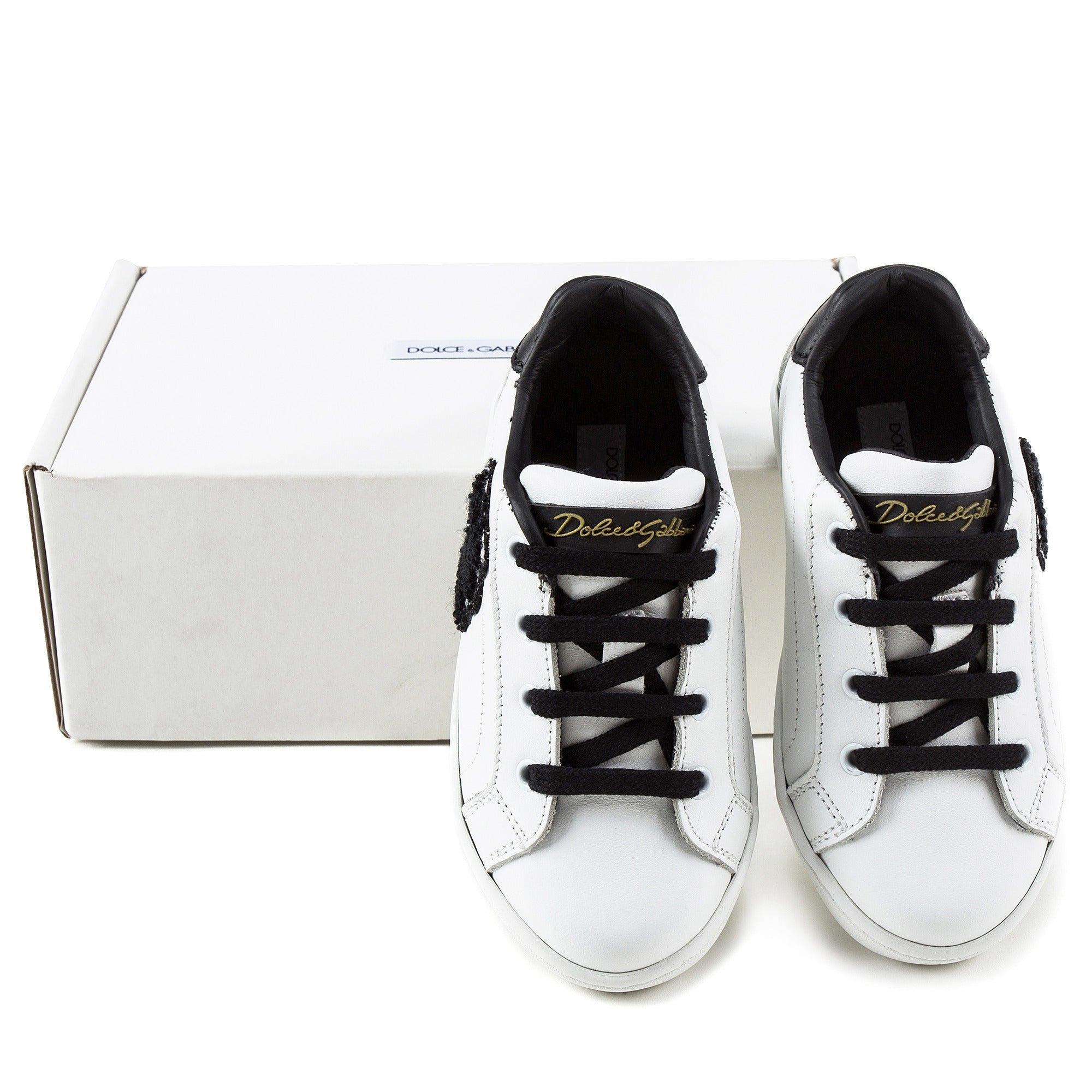 Girls White Leather  “DG"  Shoes