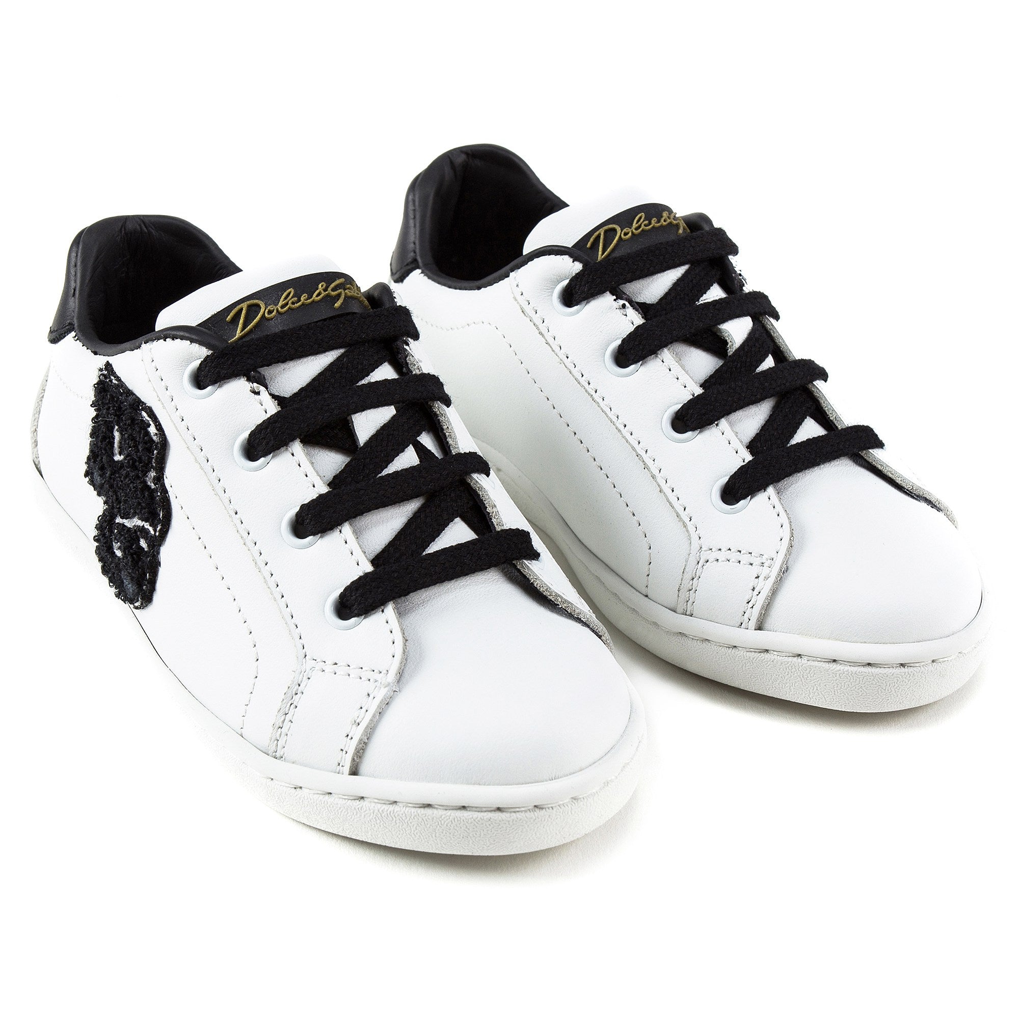 Girls White Leather  “DG"  Shoes