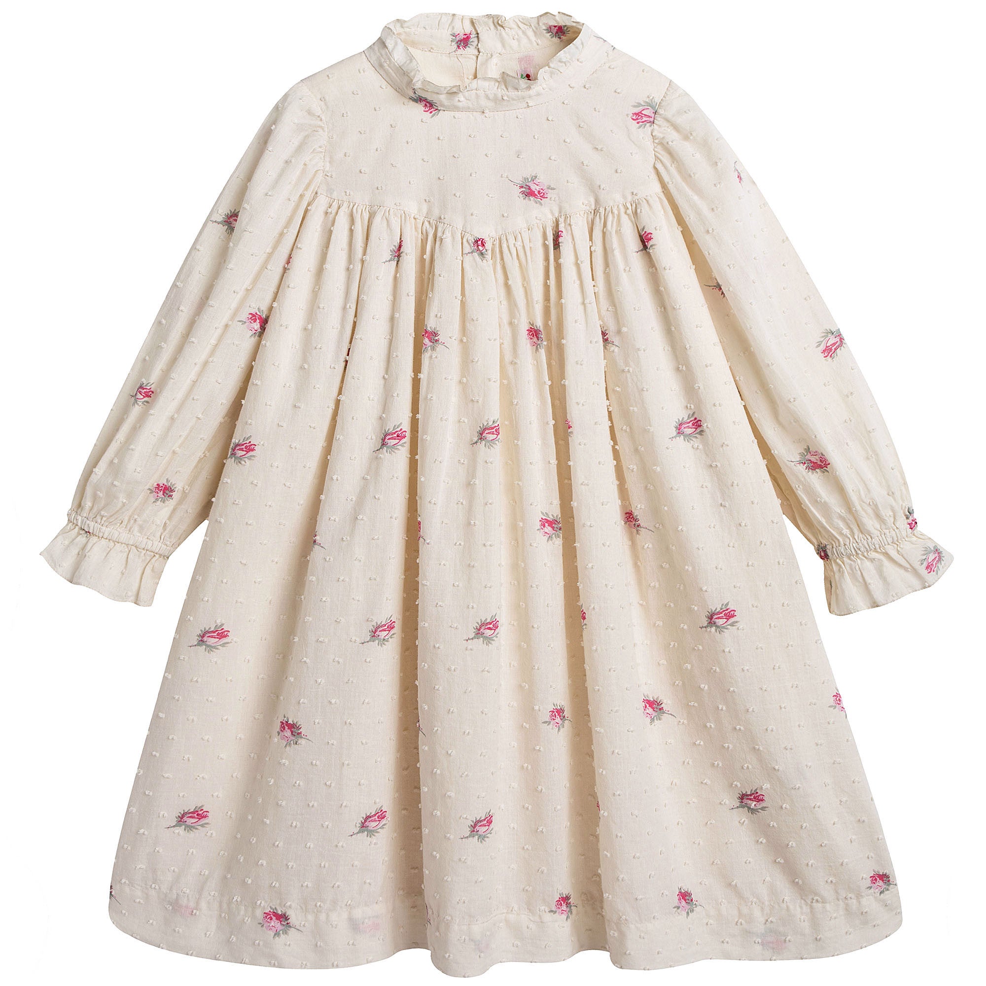 Girls Lvory With Pink Flowers Dresses - CÉMAROSE | Children's Fashion Store - 1