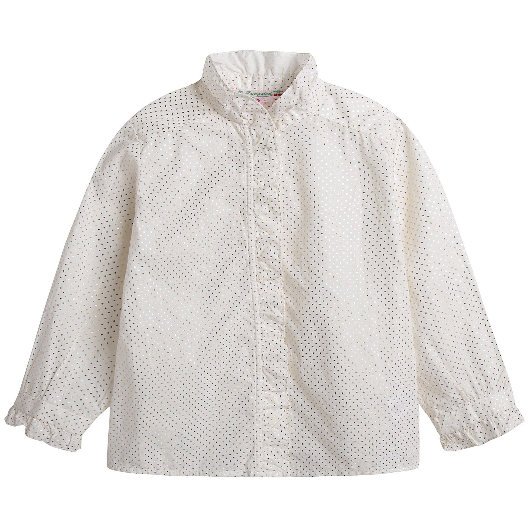 Girls White With Gold Point Shirt - CÉMAROSE | Children's Fashion Store - 1