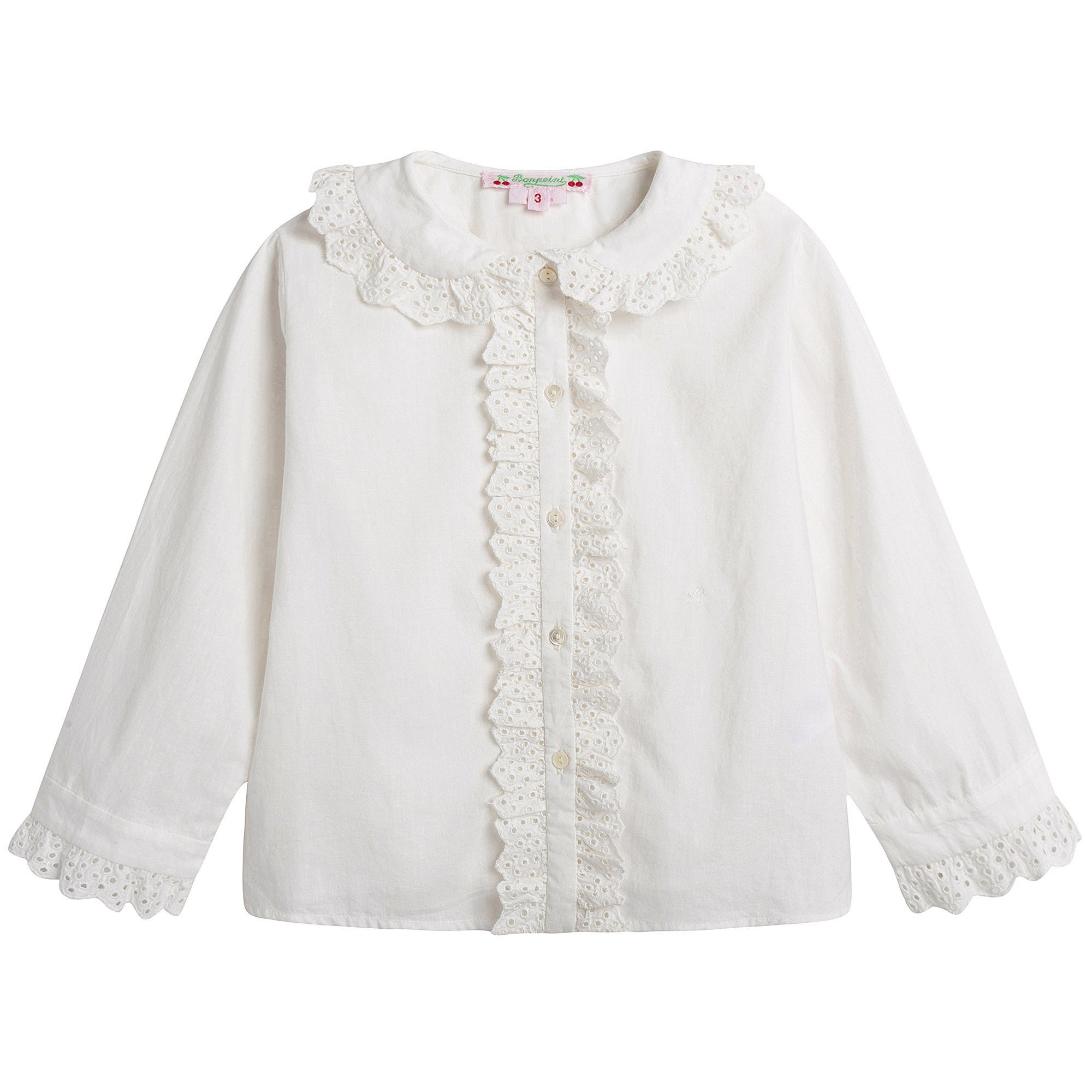 Girls White Lace Shirt - CÉMAROSE | Children's Fashion Store - 1
