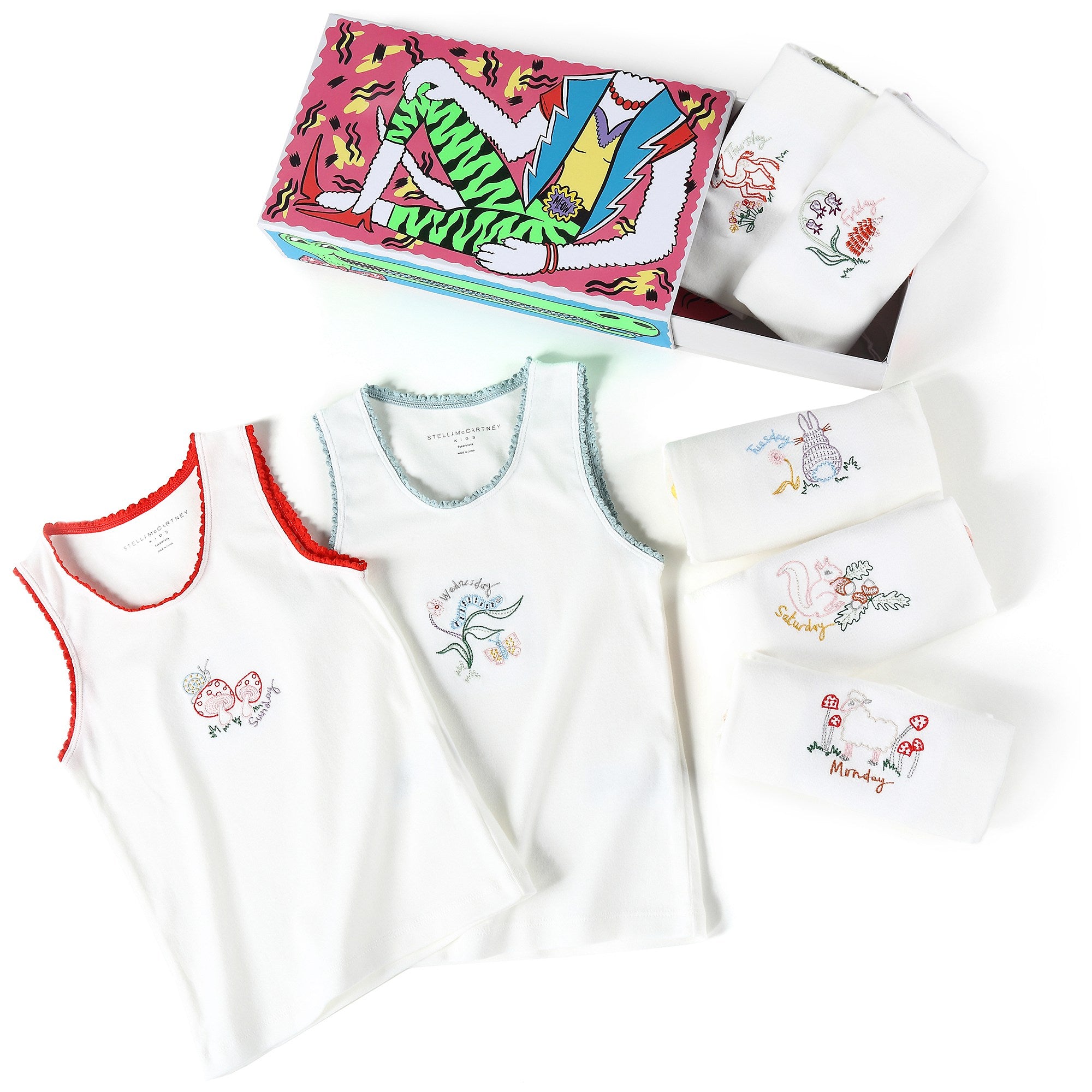 Girls White Anticipato Prim Vests 7 Pack Gift Set
