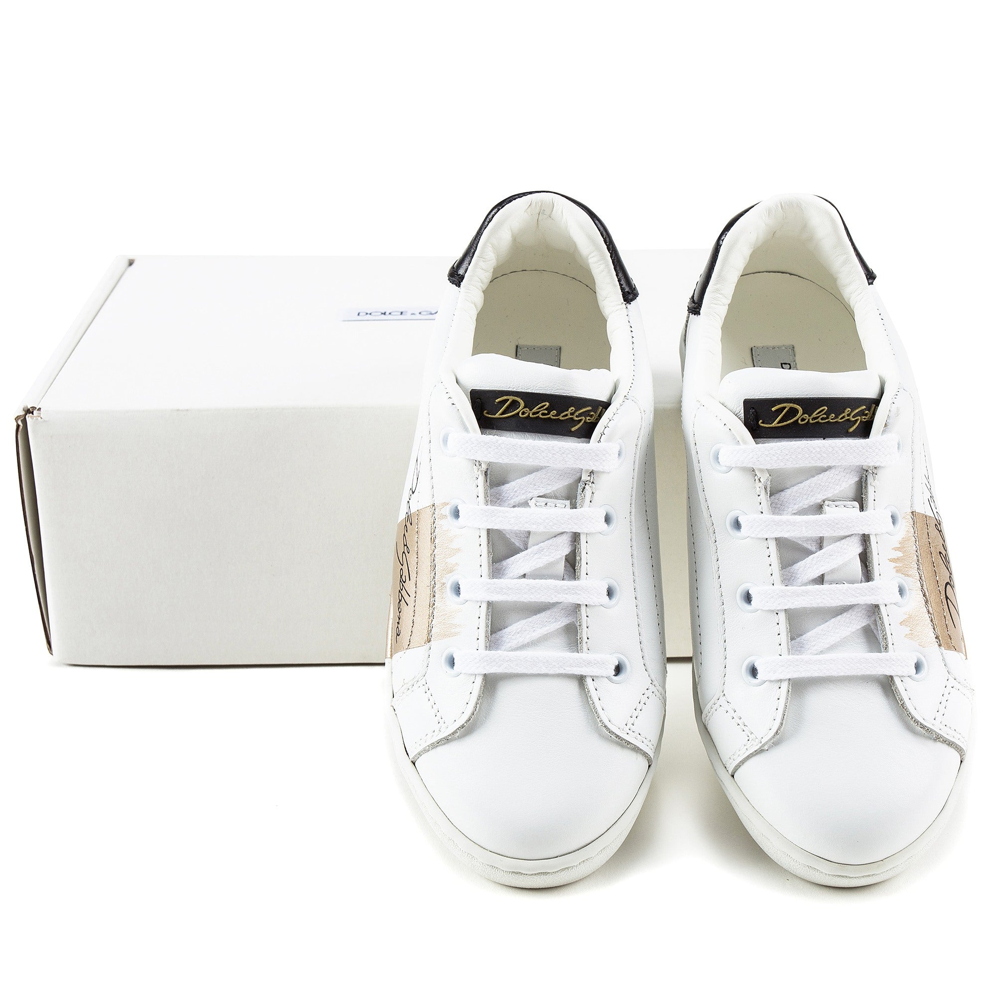 Girls White Leather Whit  Logo Shoes