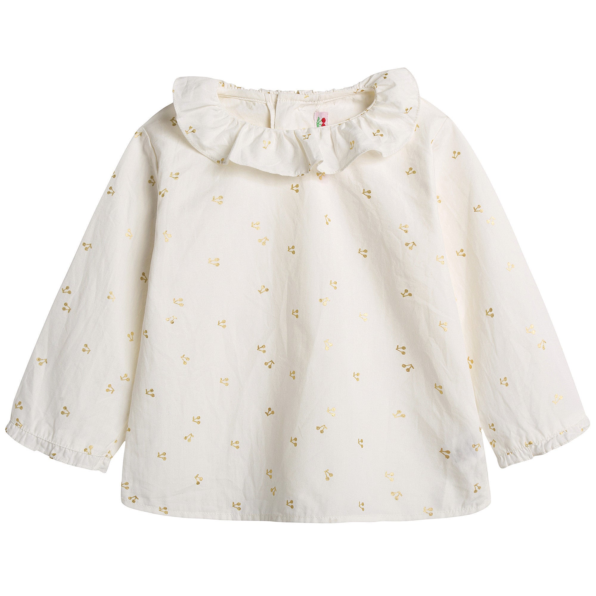 Baby Girls White With Gold Cherry Blouse - CÉMAROSE | Children's Fashion Store - 1