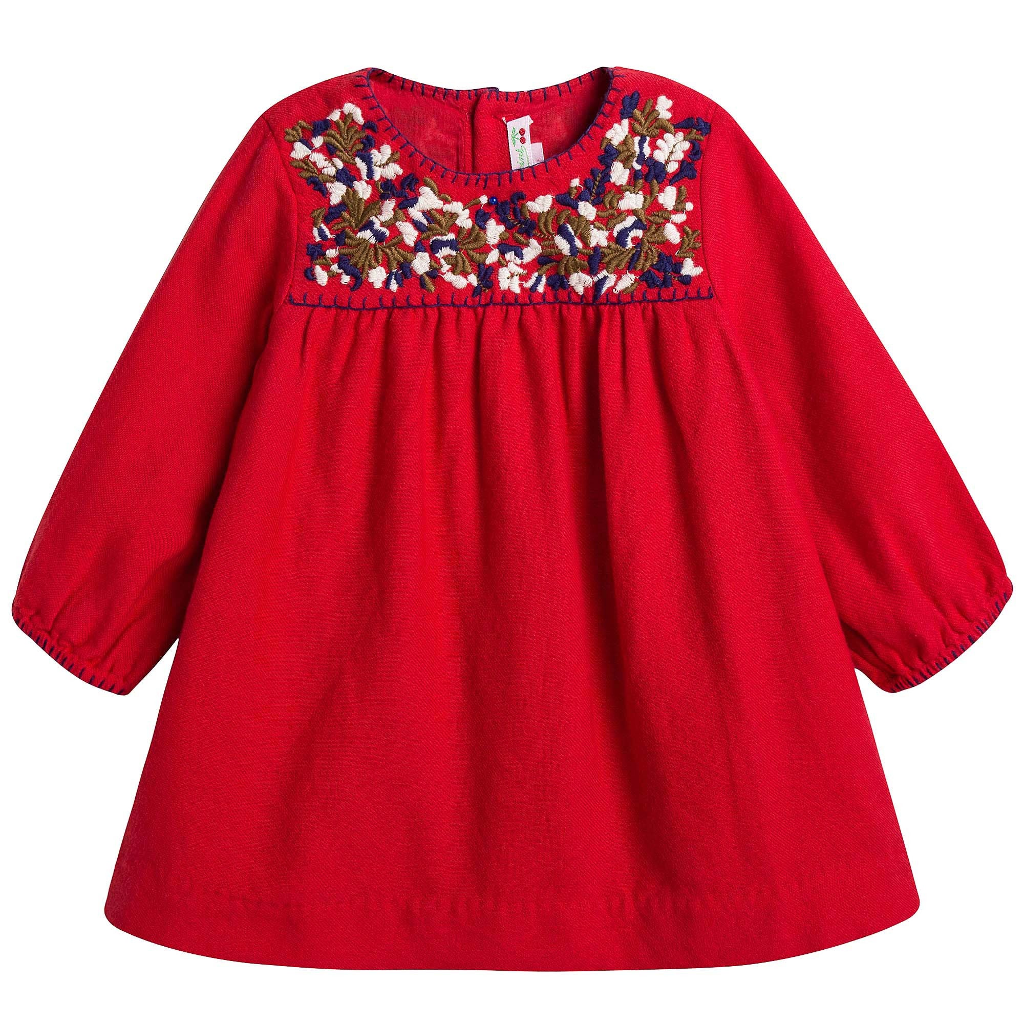Baby Girls Red Embroidered Dresses - CÉMAROSE | Children's Fashion Store - 1