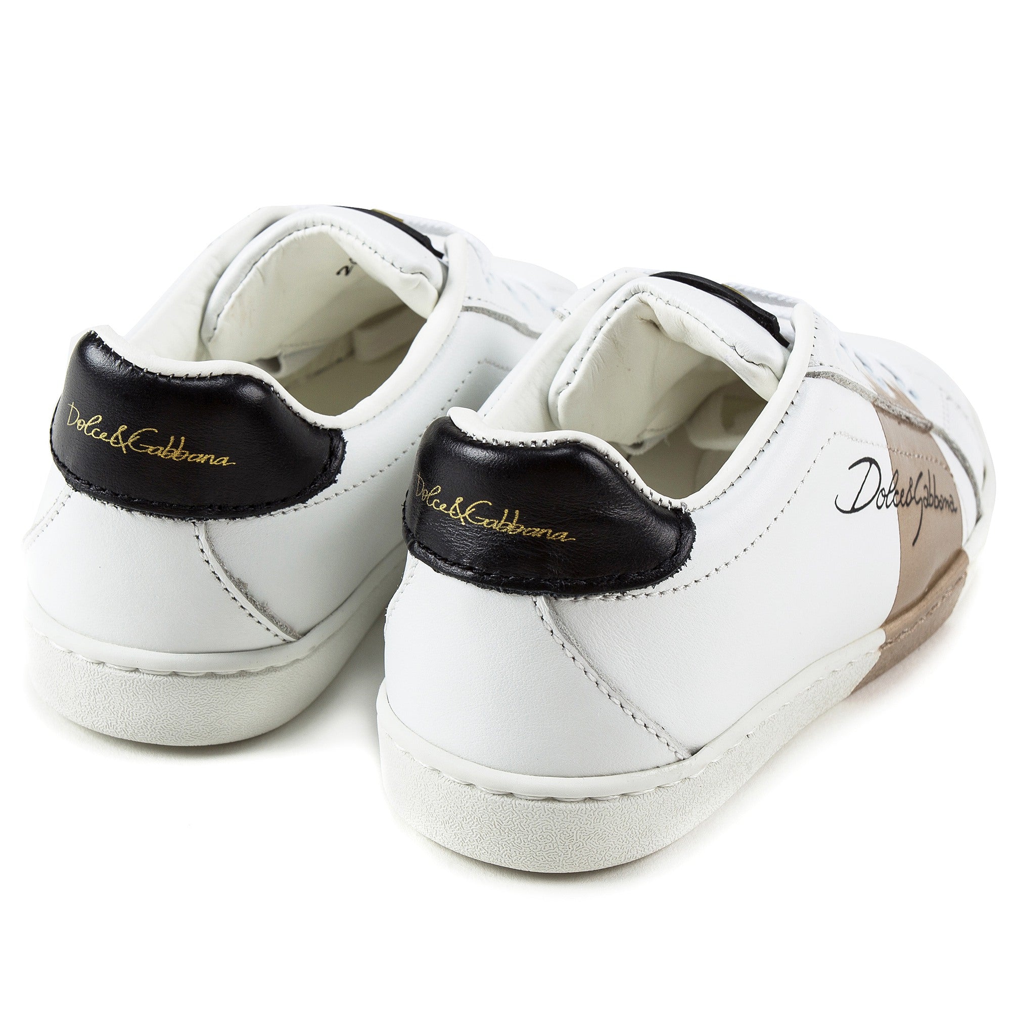 Girls White Leather Whit  Logo Shoes