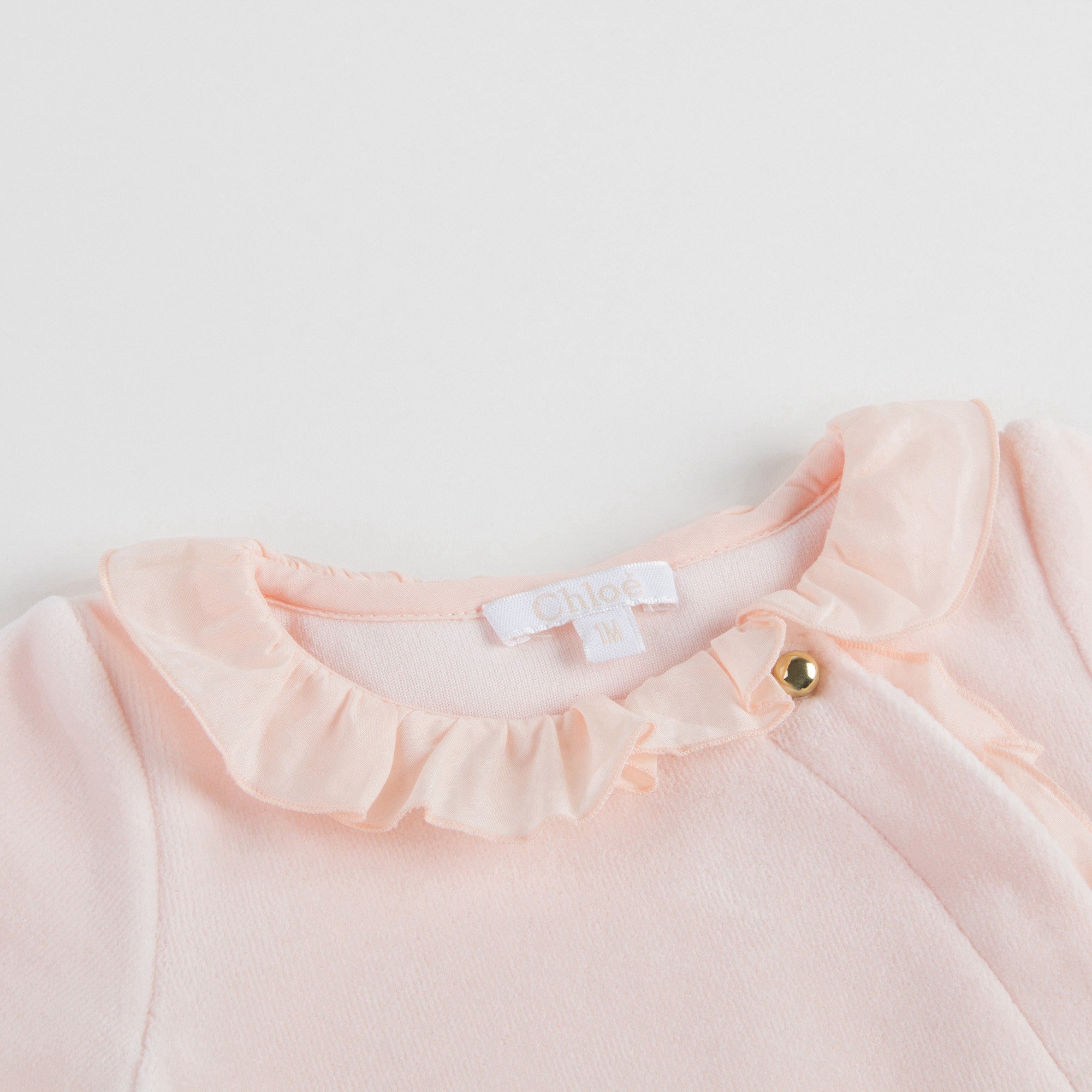 Baby Girls Pink Velour Babygrow