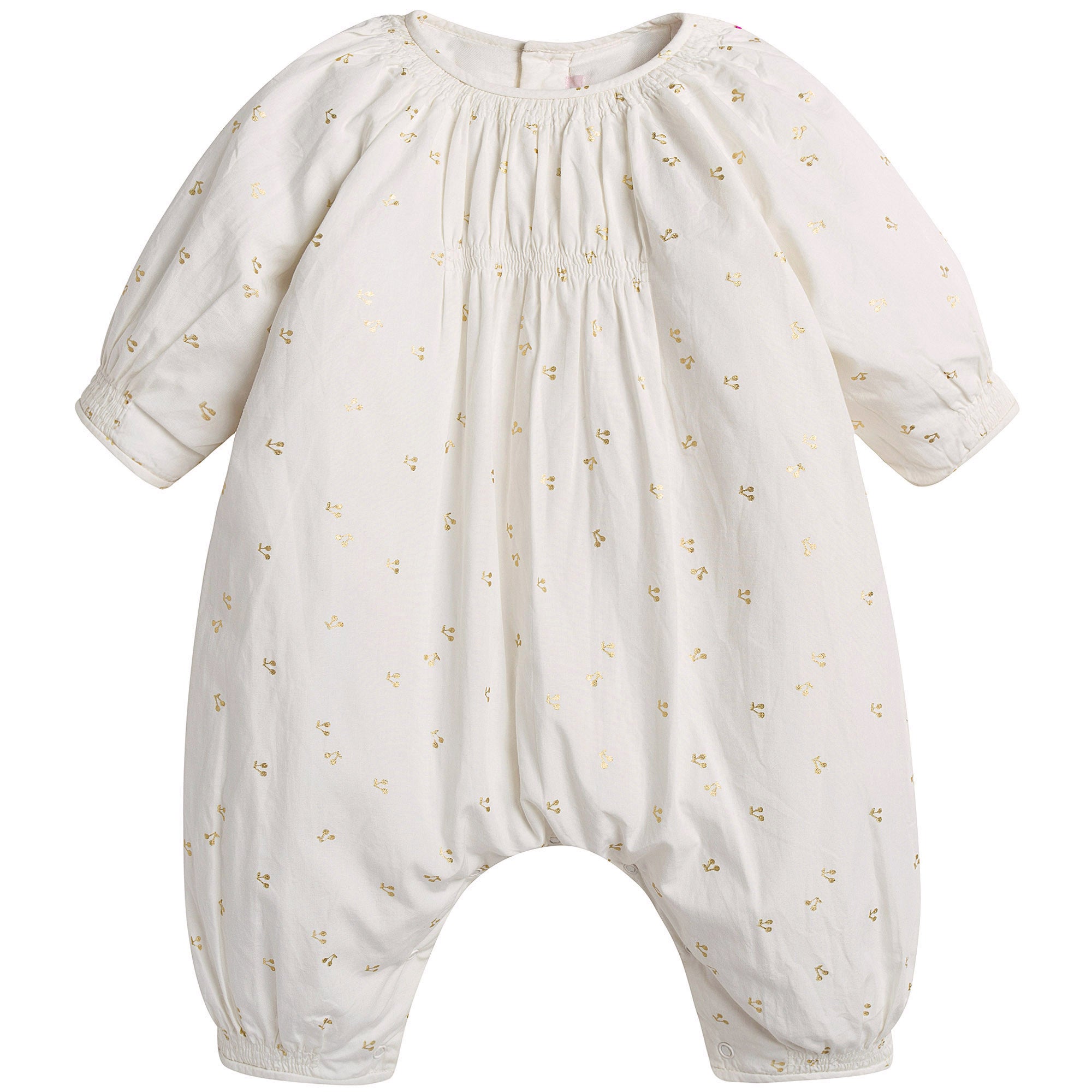 Baby Ivory & Gold Cotton Babysuit - CÉMAROSE | Children's Fashion Store - 1