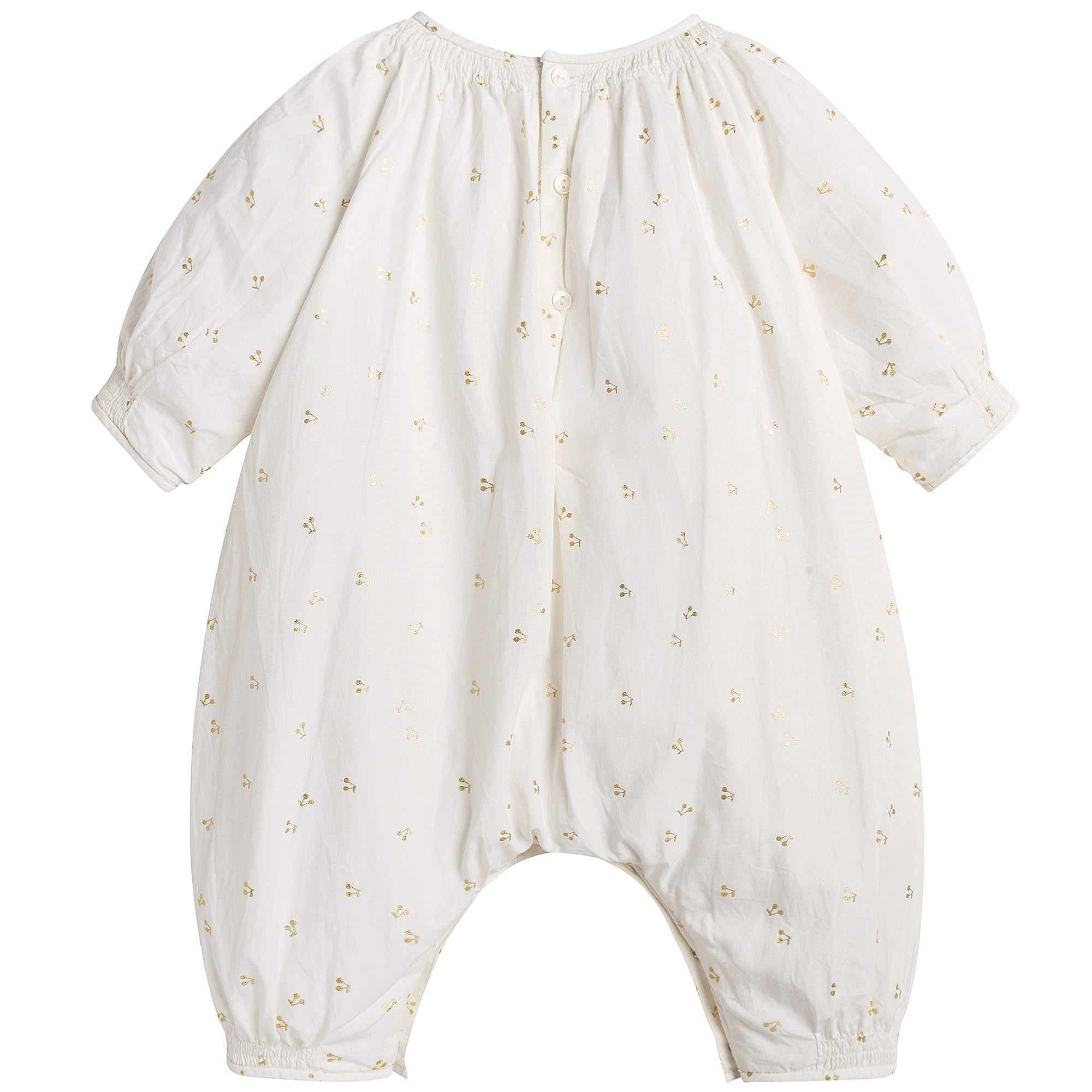 Baby Ivory & Gold Cotton Babysuit - CÉMAROSE | Children's Fashion Store - 2