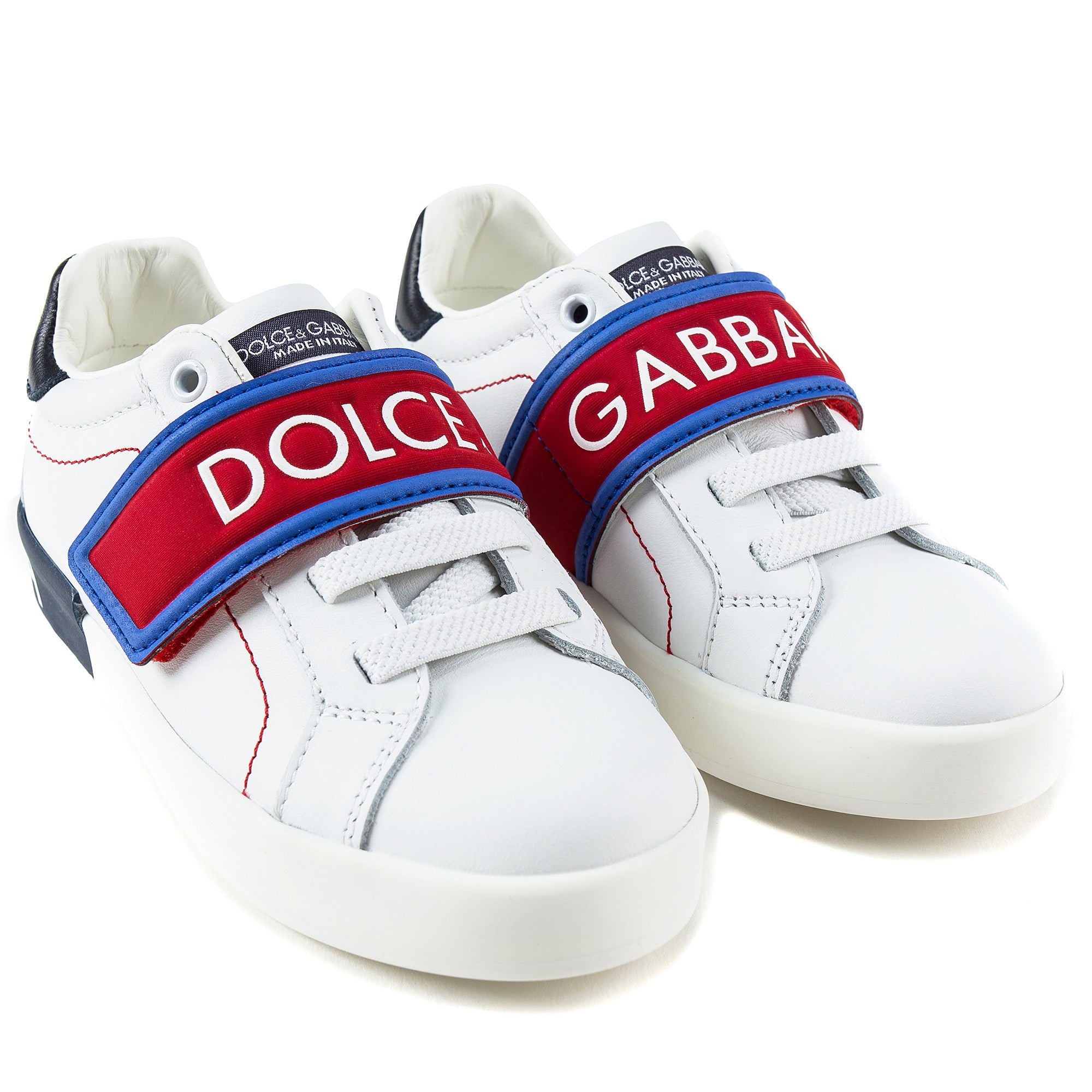 Girls White Leather Whit Red Logo Shoes