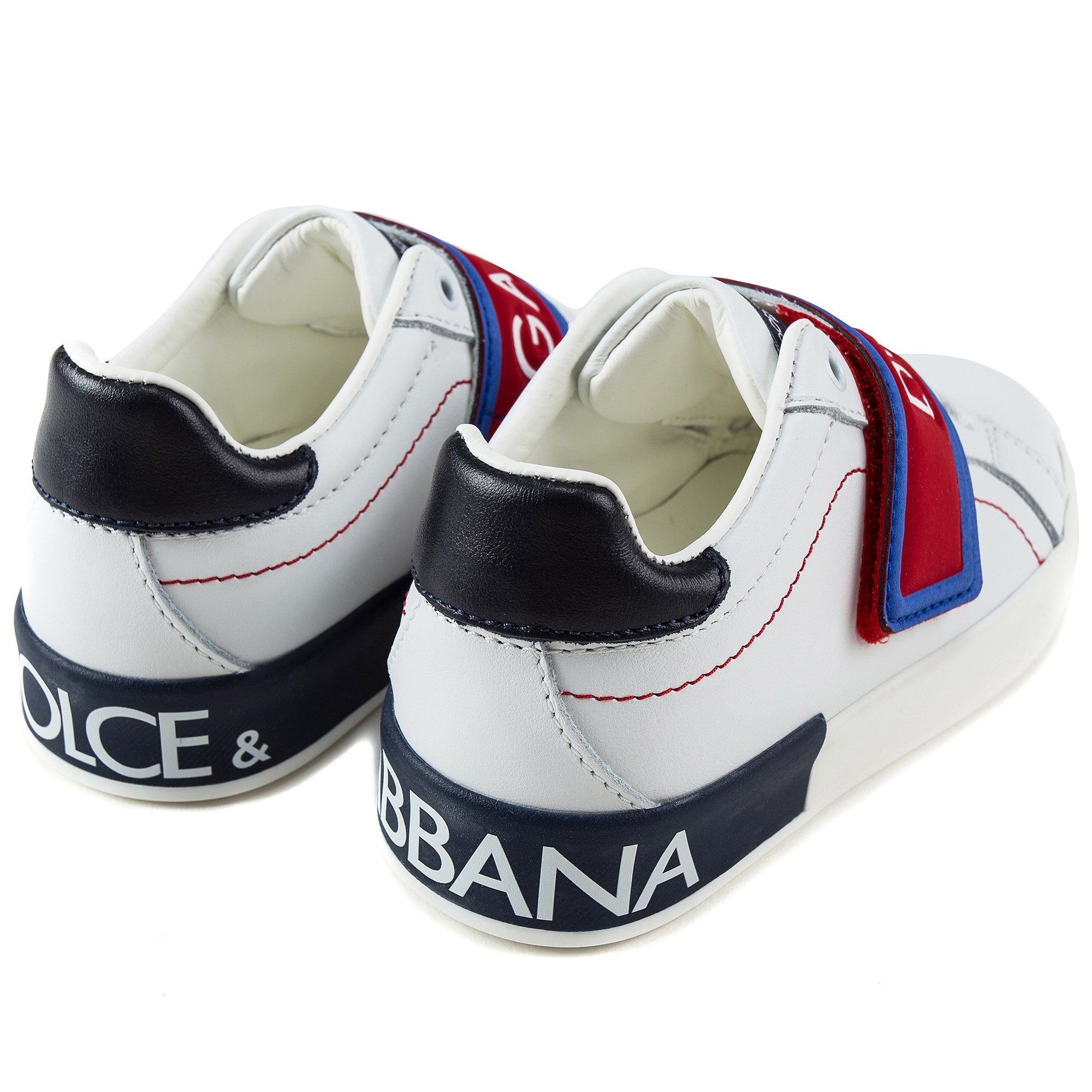 Girls White Leather Whit Red Logo Shoes