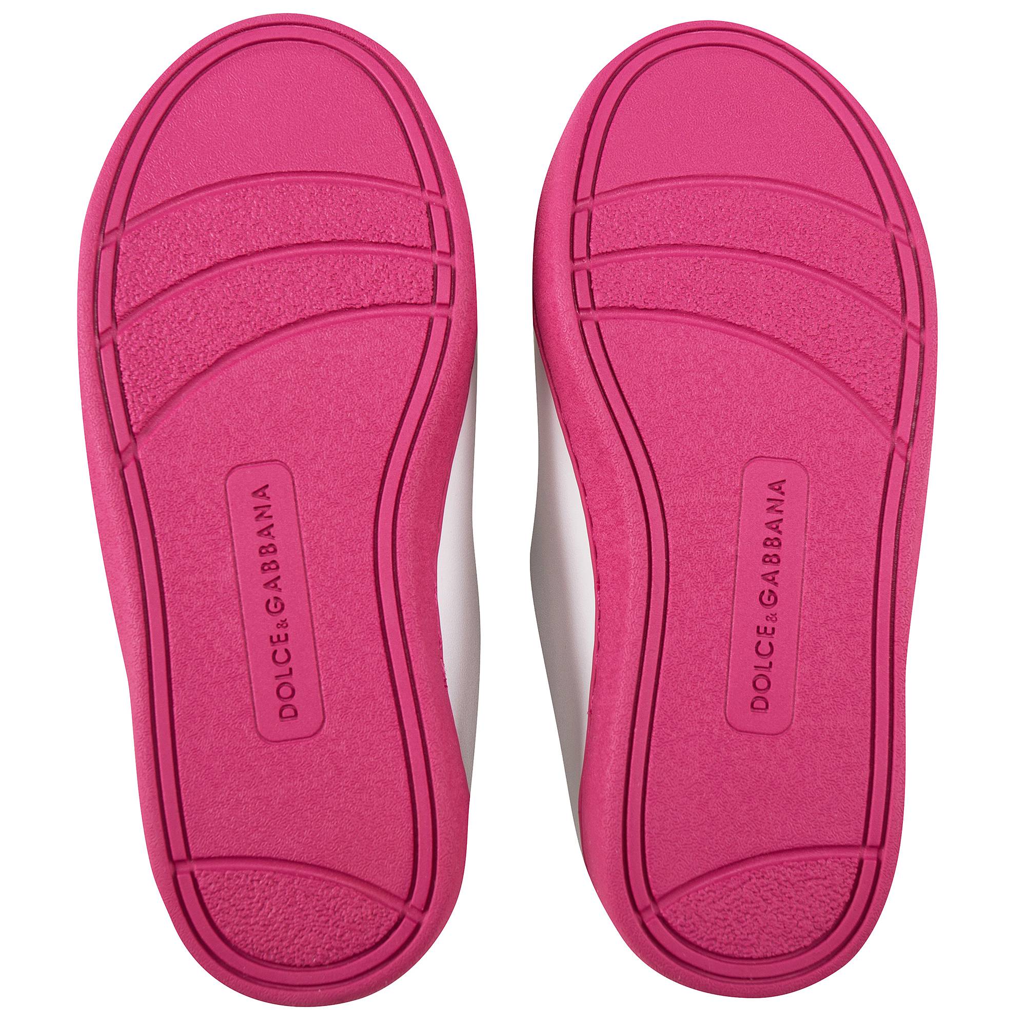 Girls White Leather Whit Pink Logo Shoes