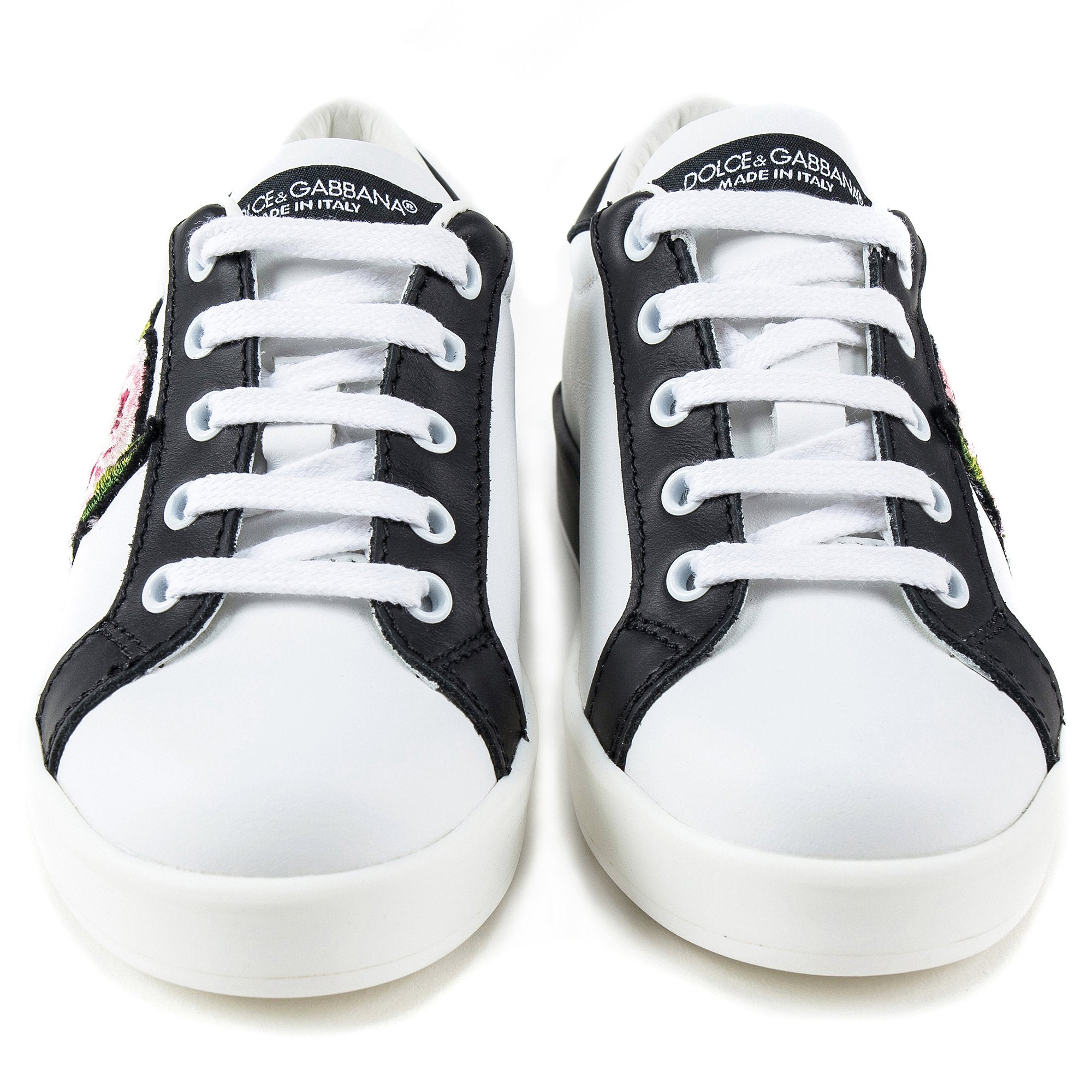 Girls White Leather Rose Shoes
