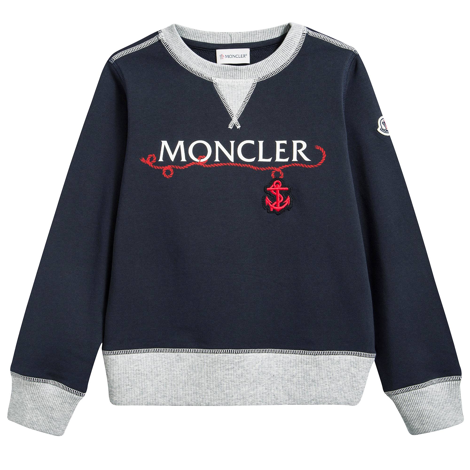 Boys Navy Blue "Maglia  Girocollo" Logo Sweatshirt