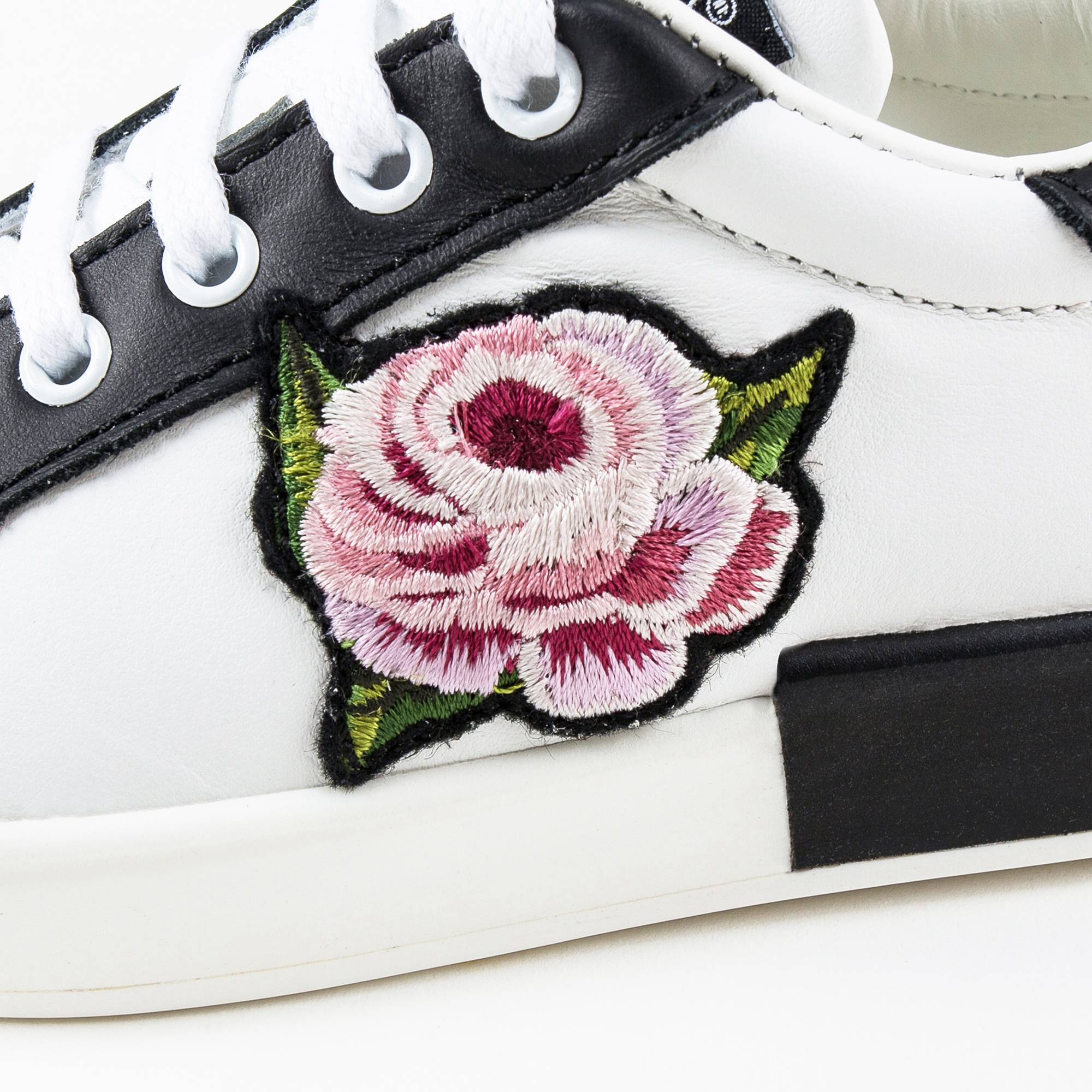 Girls White Leather Rose Shoes