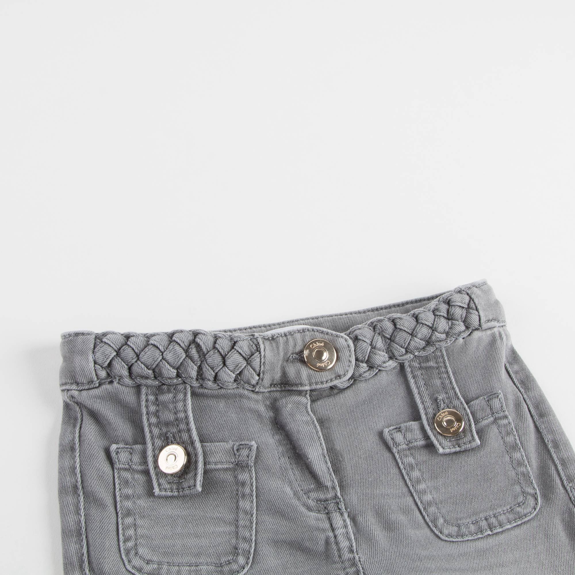 Girls Grey Braided Jeans