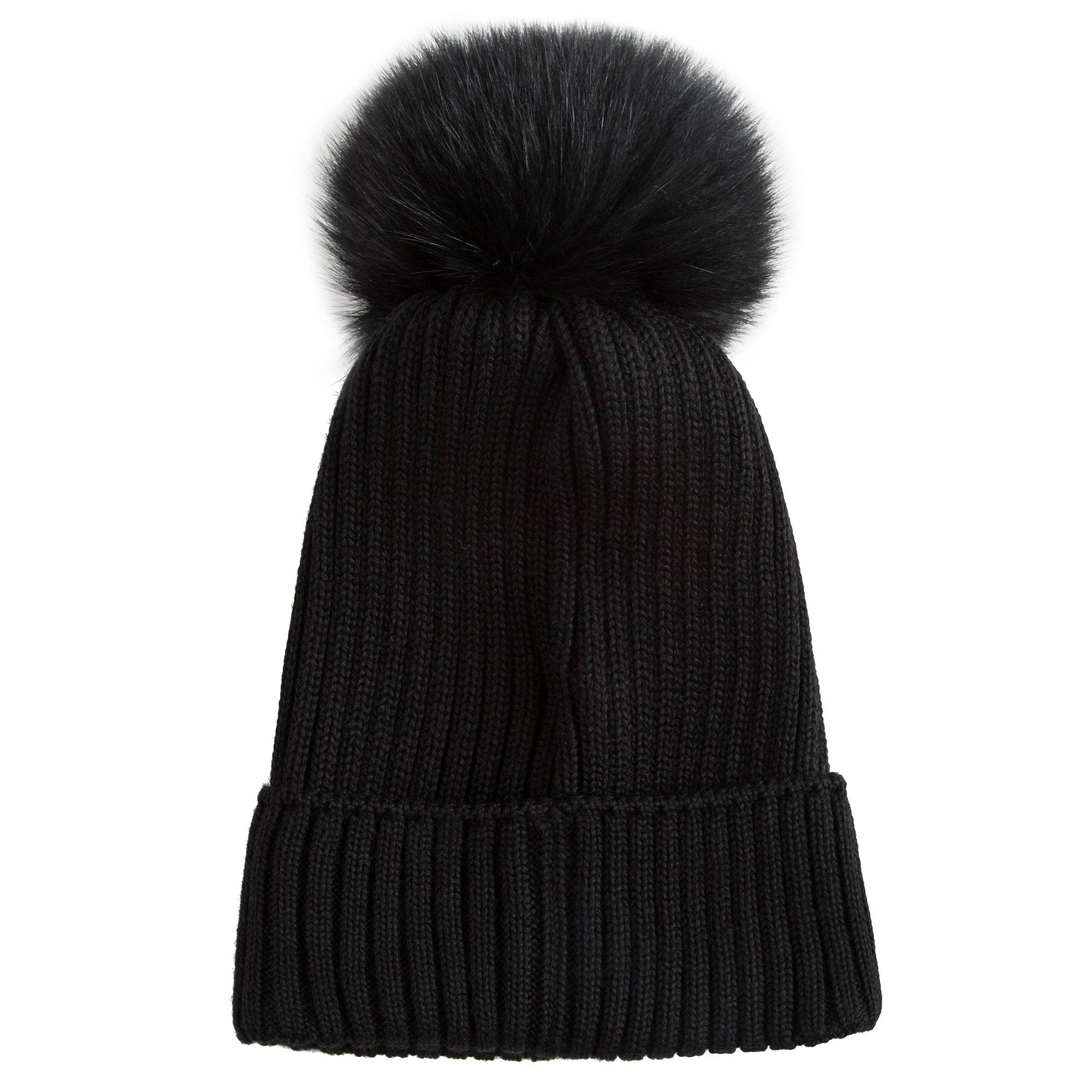 Girls Black Virgin Wool Hat