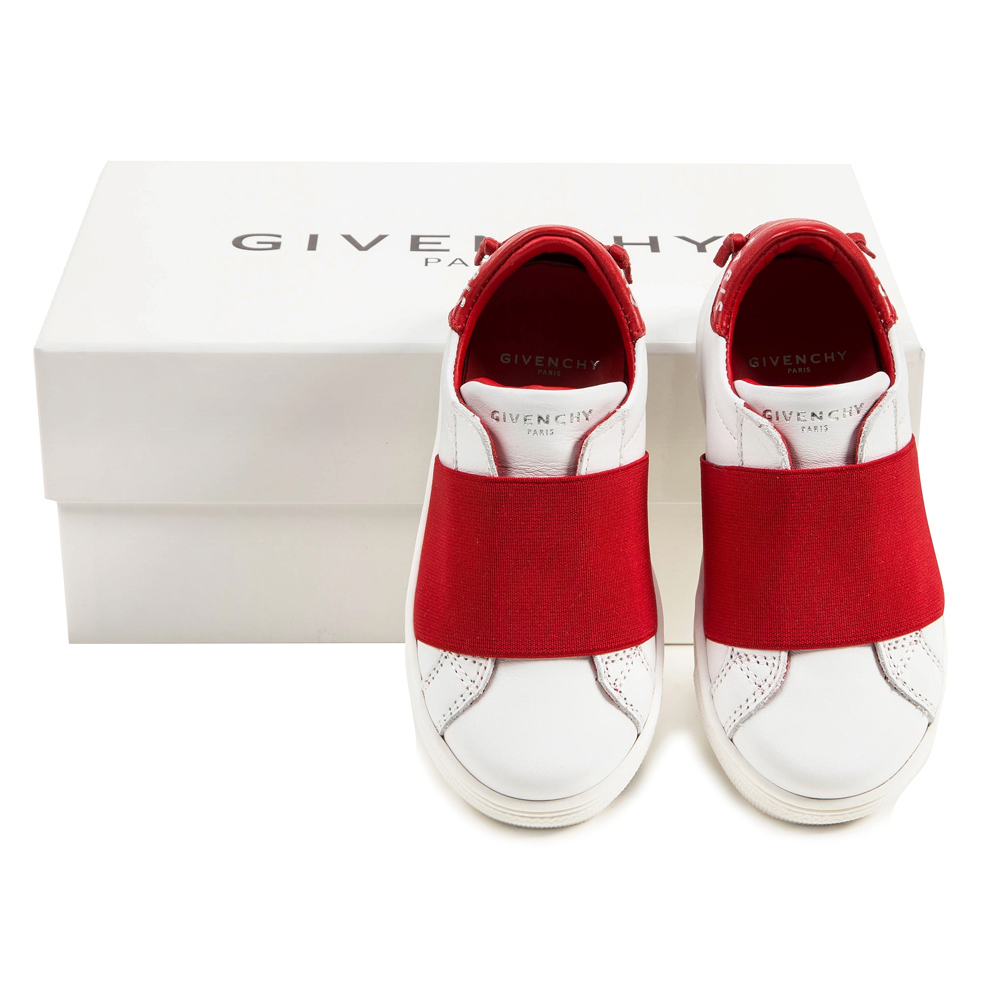 Girls White & Red Cuir  Shoes