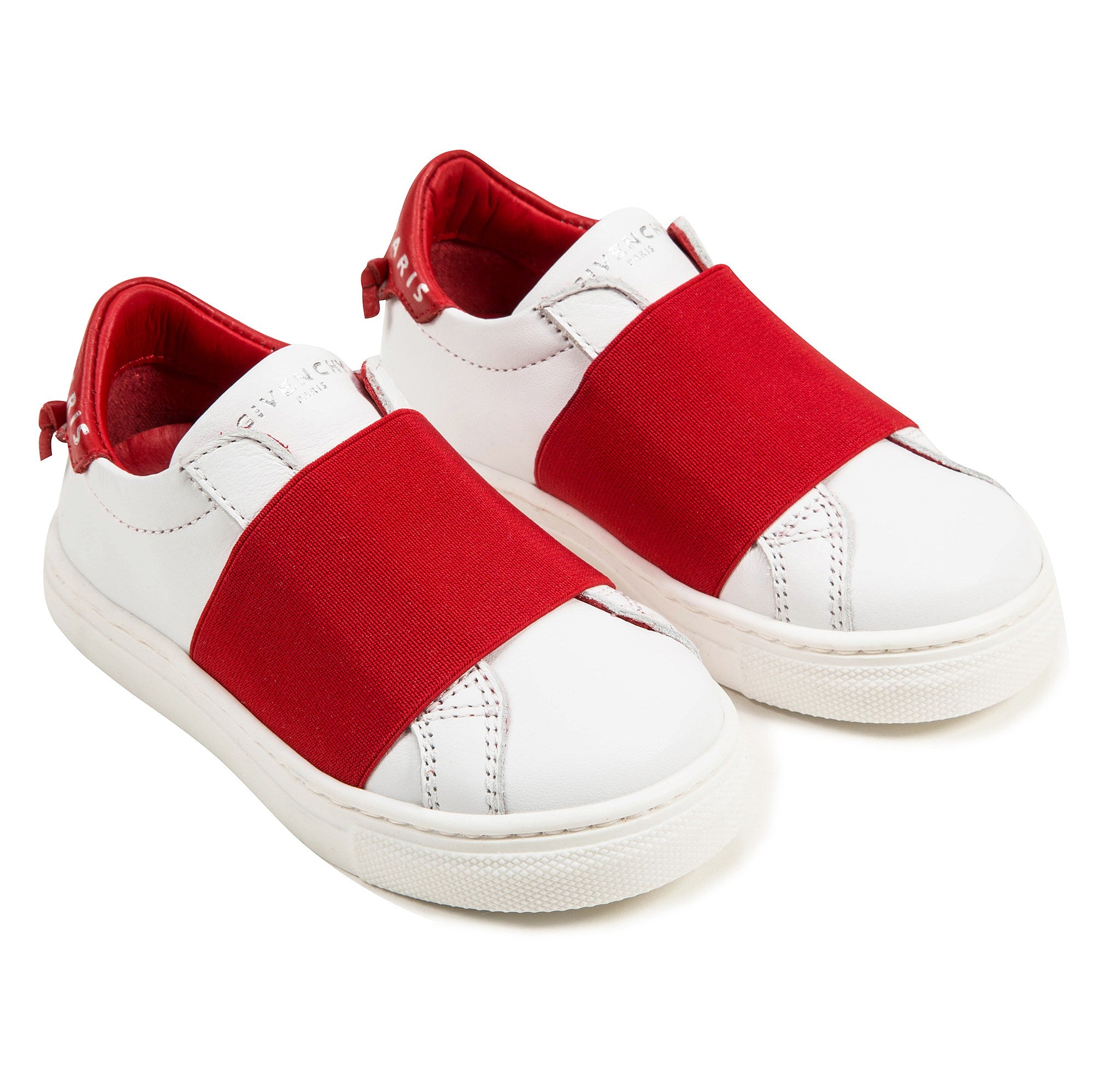 Girls White & Red Cuir  Shoes