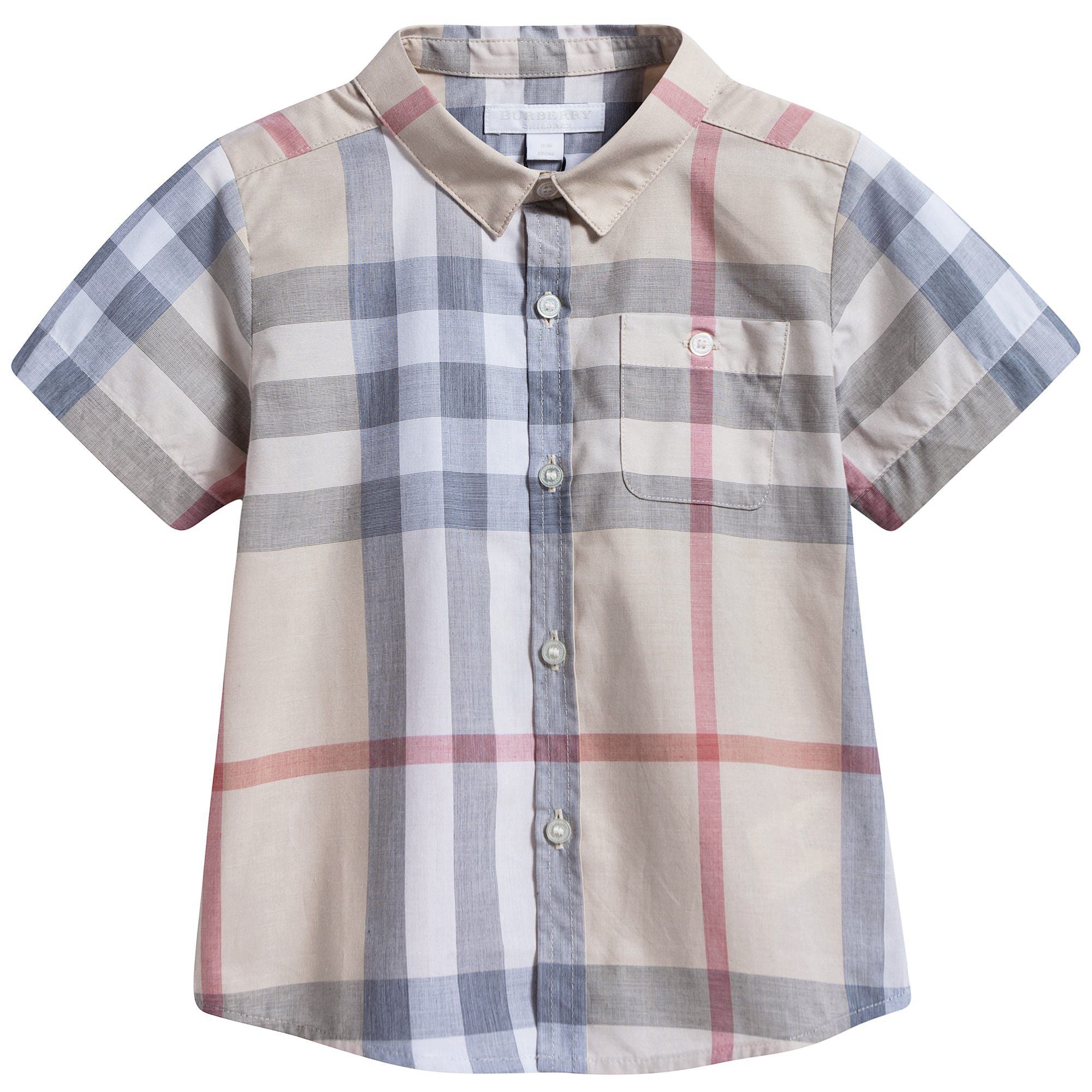 Baby  Boys  Beige  Check   Cotton   T-shirt