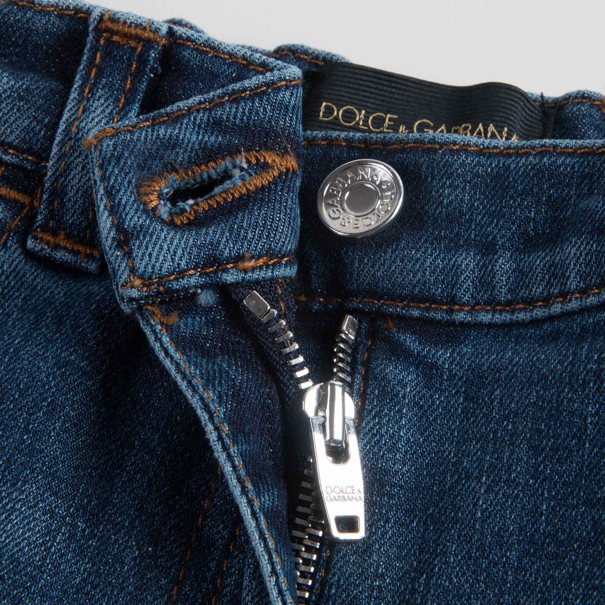 Baby Girls Dark Blue Rose Embroidered Denim Trousers