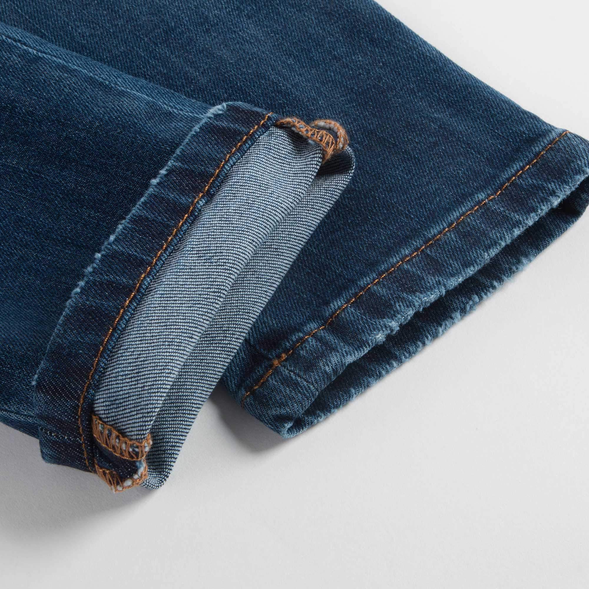 Girls Dark Blue Rose Embroidered Denim Trousers