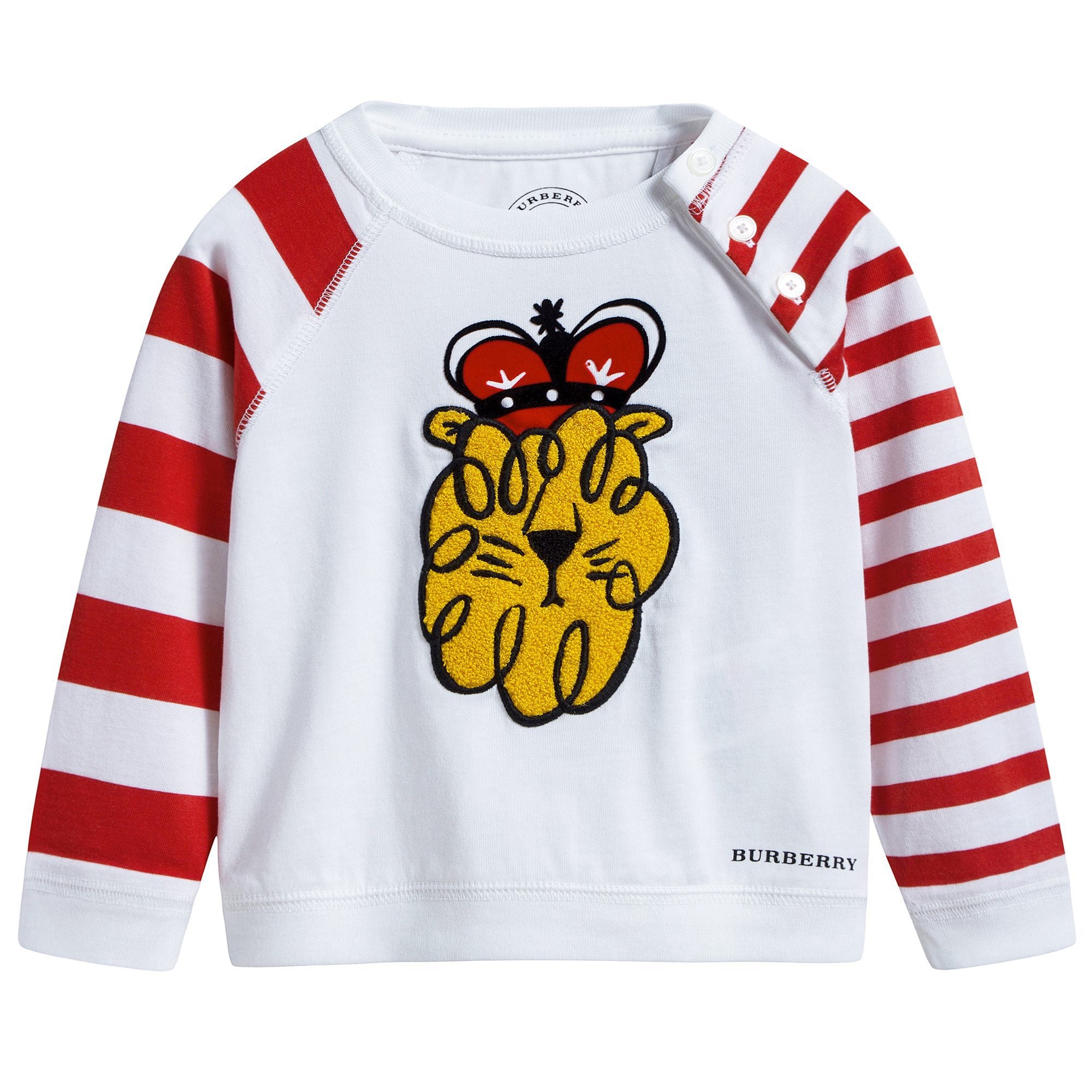 Boys White Stripe Embroidery Long Sleeve