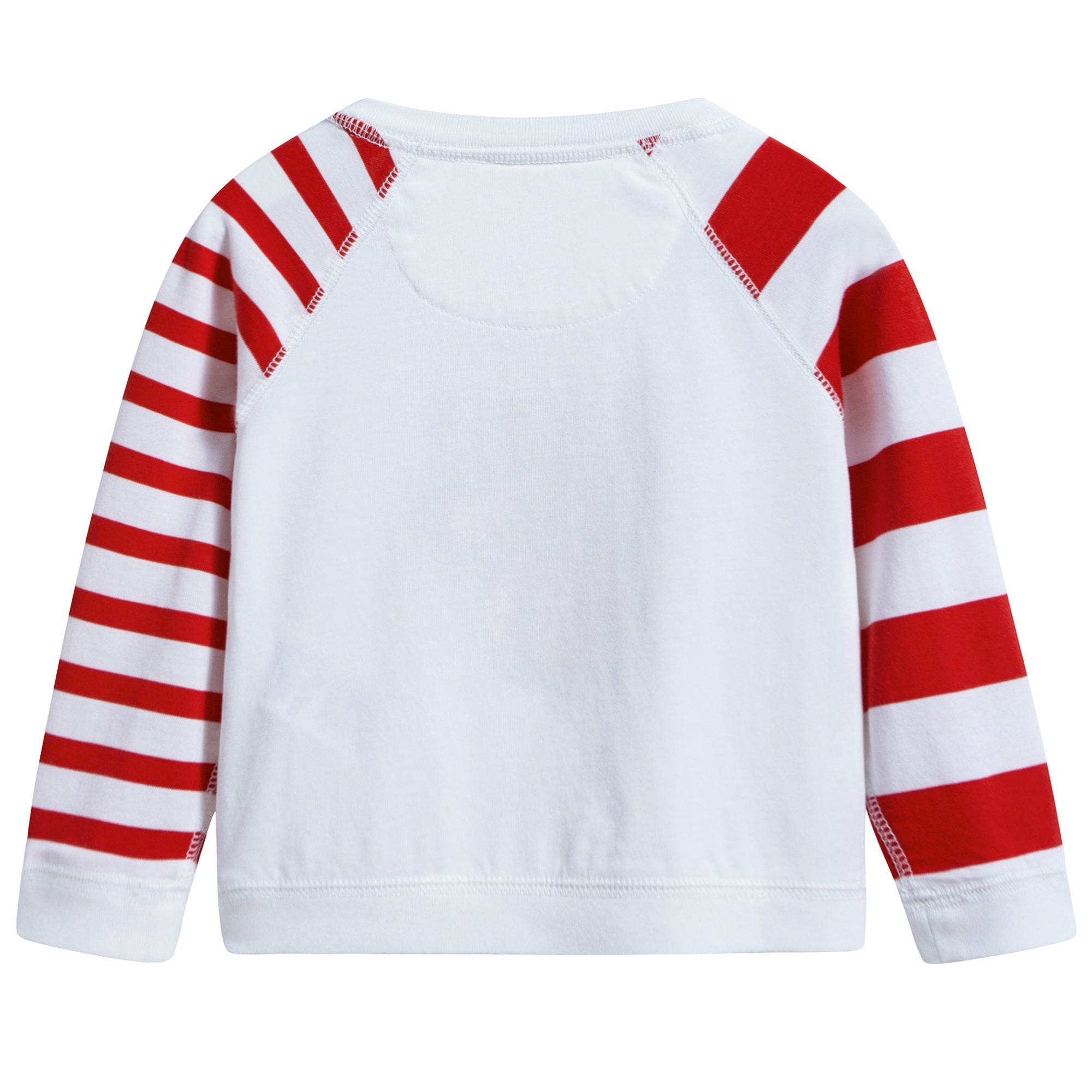 Boys White Stripe Embroidery Long Sleeve