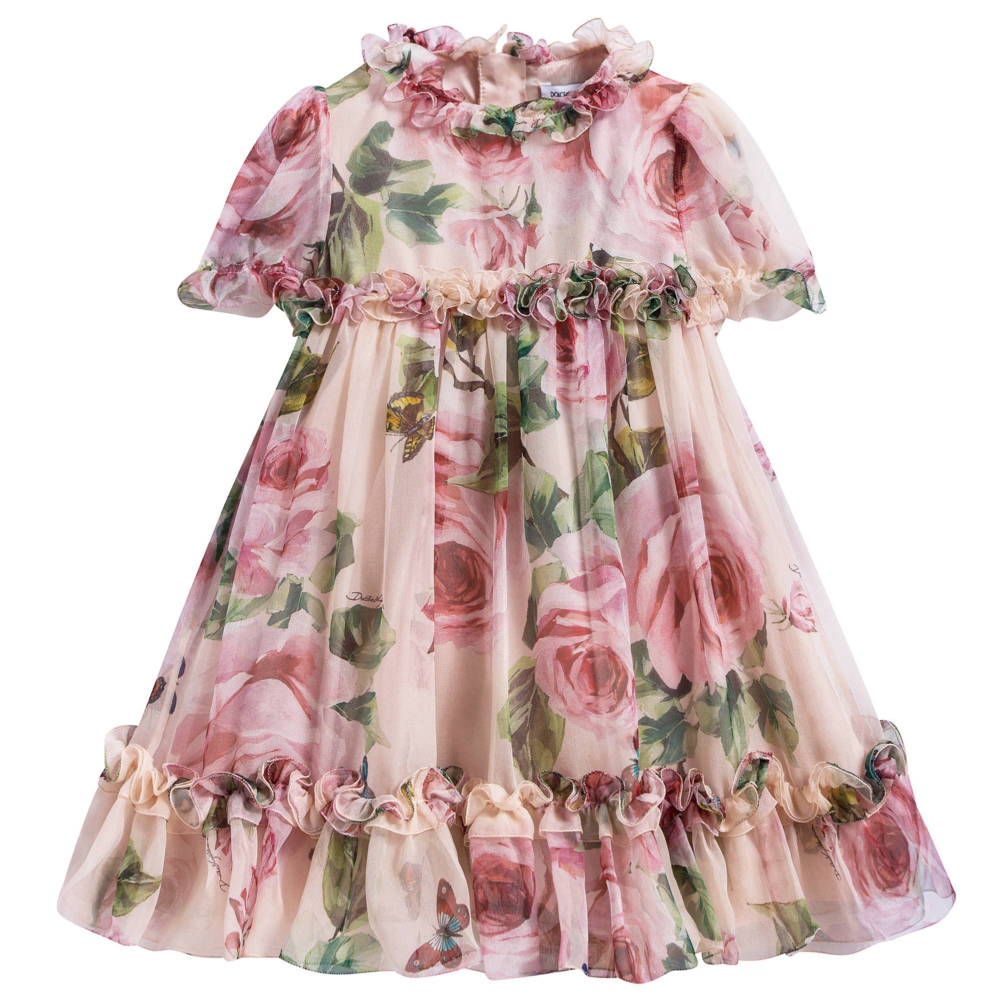 Baby Girls Rose Butterfly Printing Dress