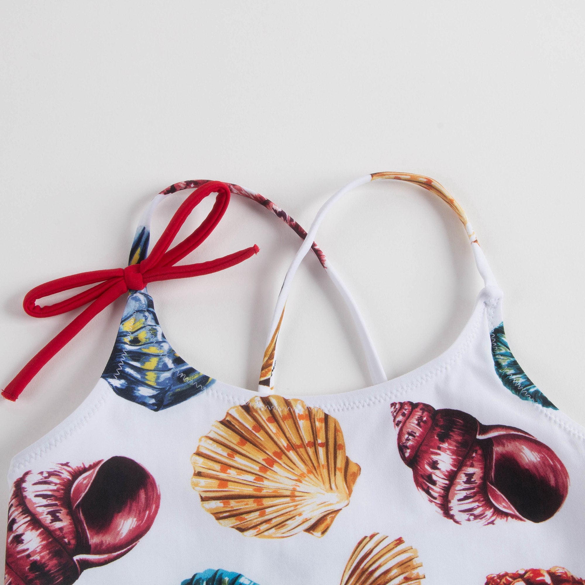 Girls White Printed Swimwear