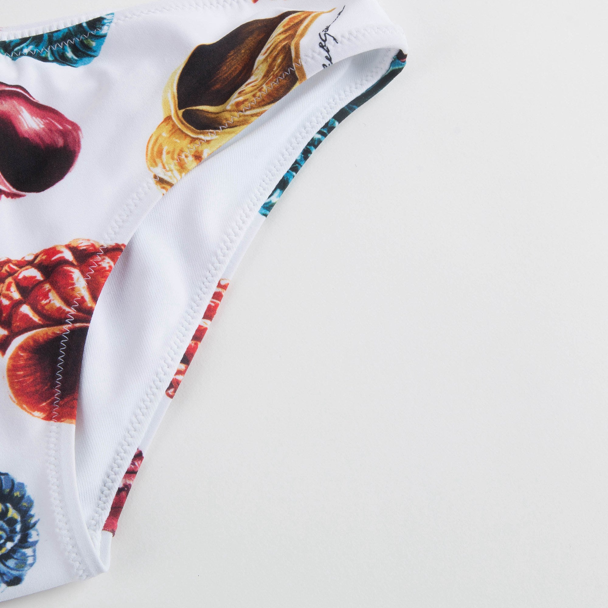 Girls White Printed Swimwear