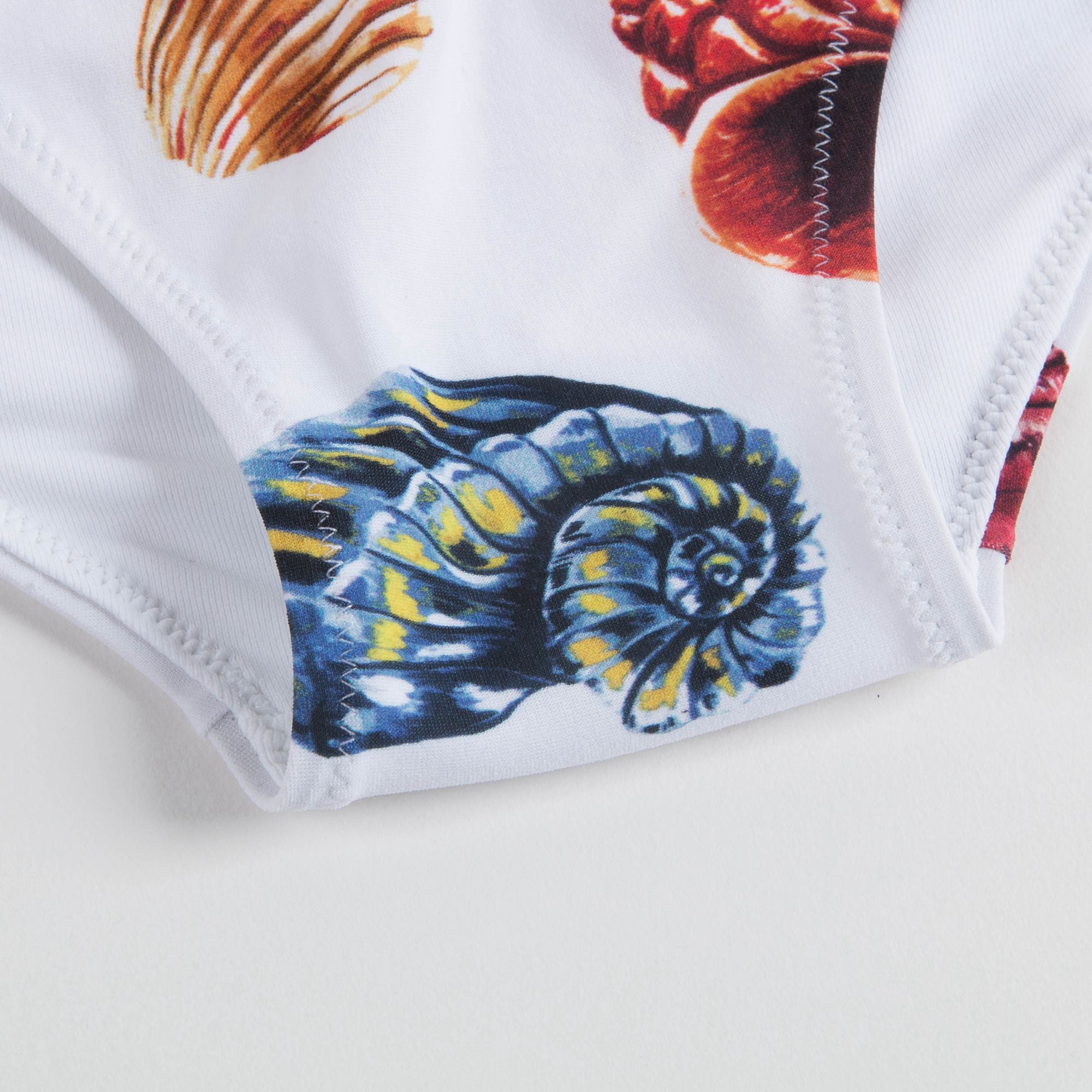 Girls White Printed Swimwear