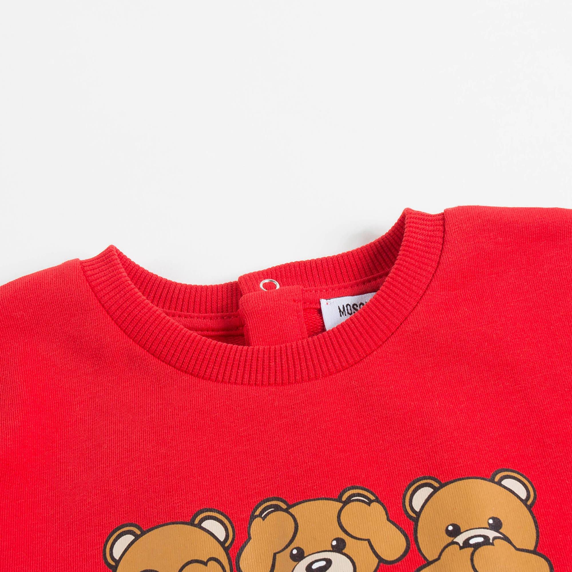 Baby Girls Poppy Red Cotton Teddy Bear Dress