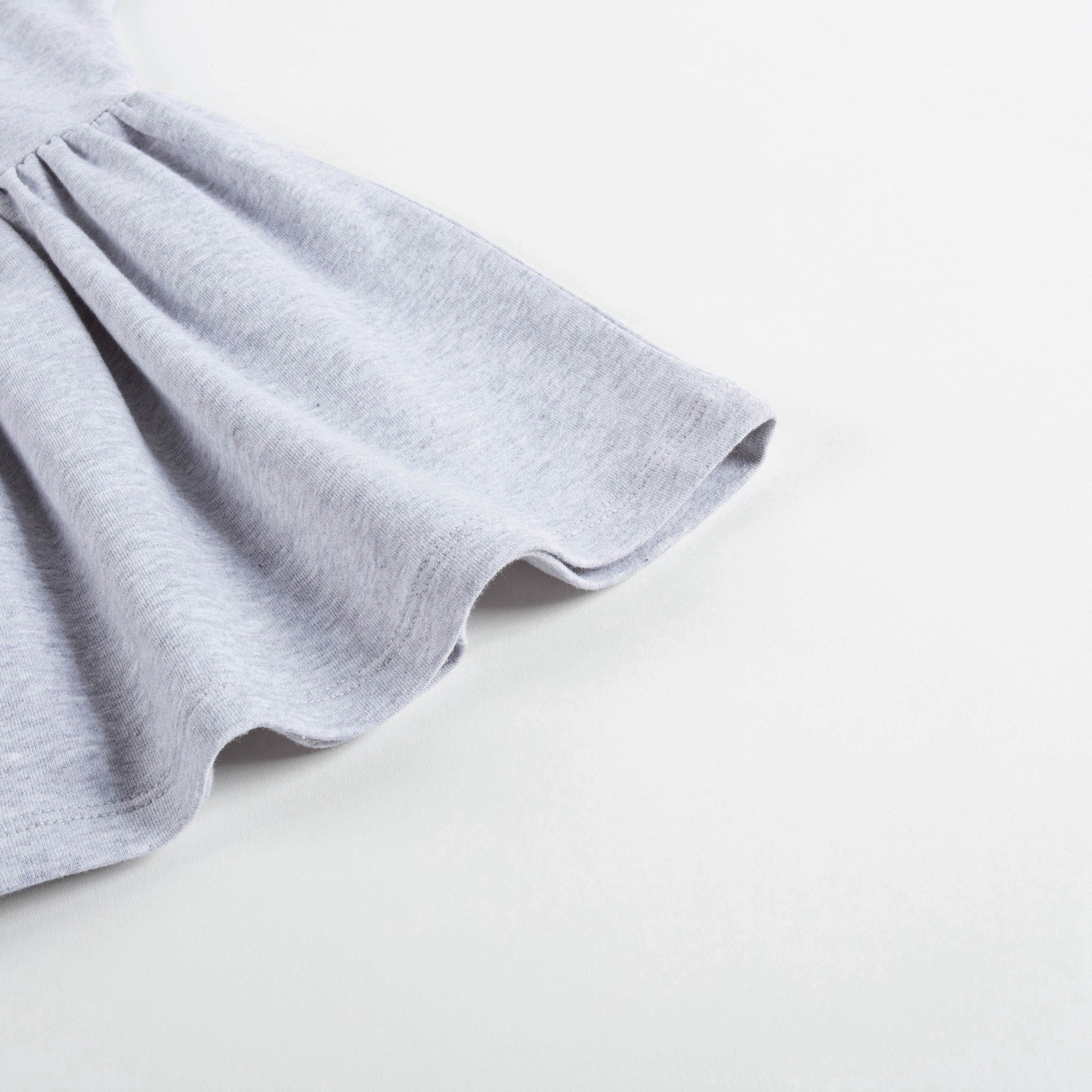 Girls Melange Grey Cotton Teddy Bear Dress