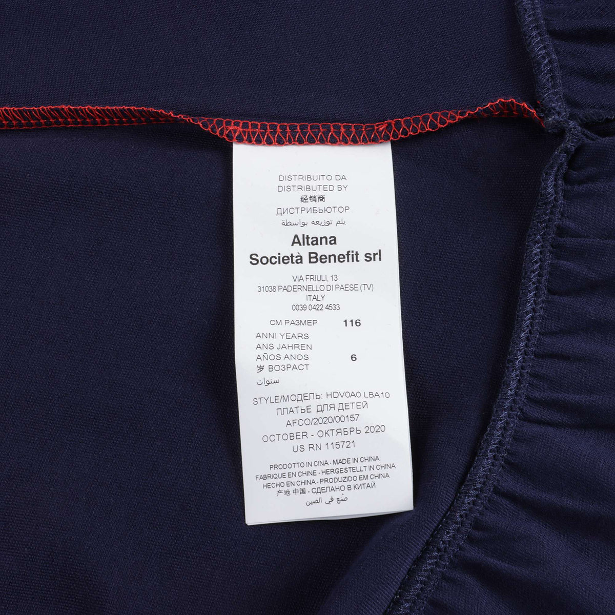 Girls Red & Navy Cotton Dress